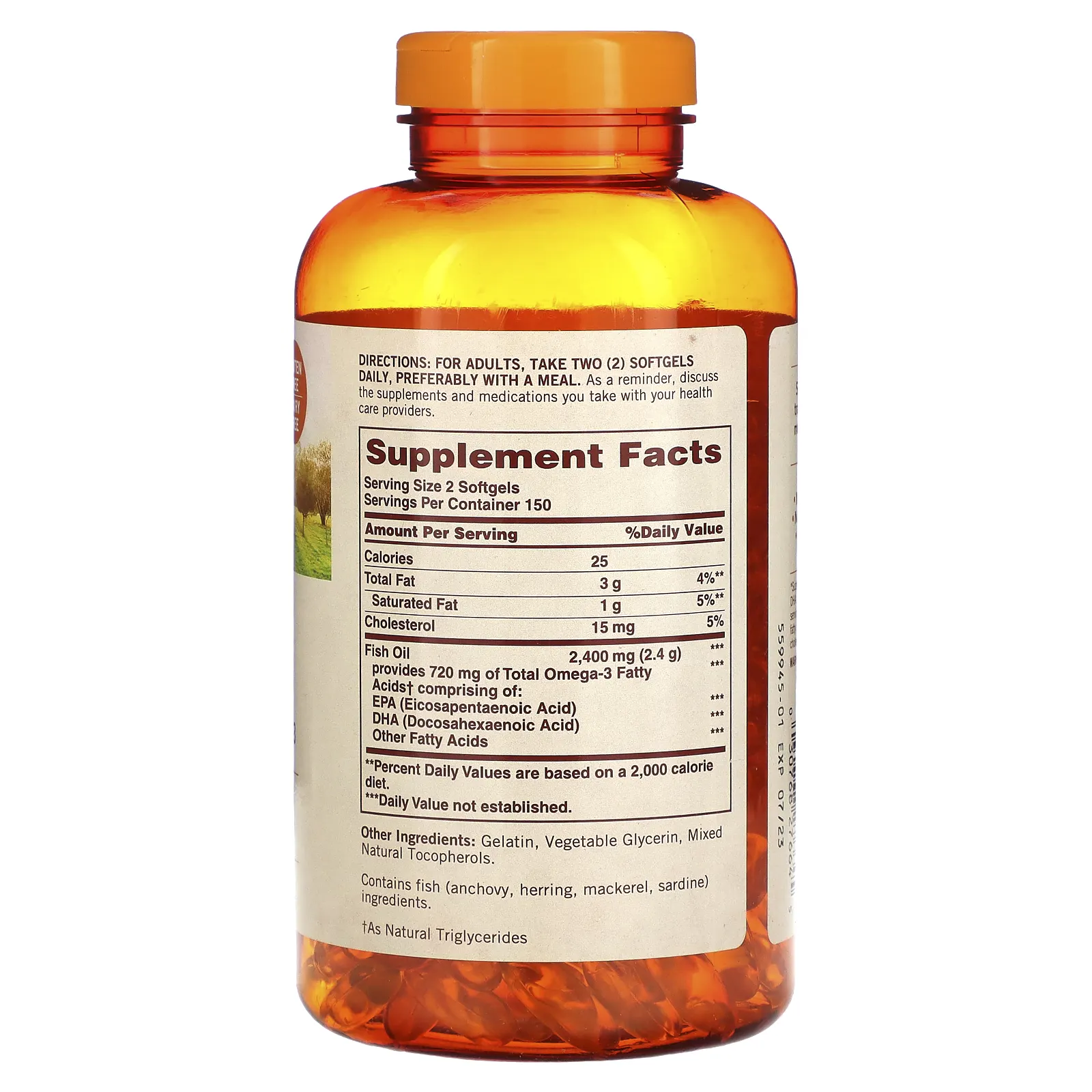 Sundown Naturals, рыбий жир, 1200 мг, 300 капсул (600 мг в 1 капсуле)