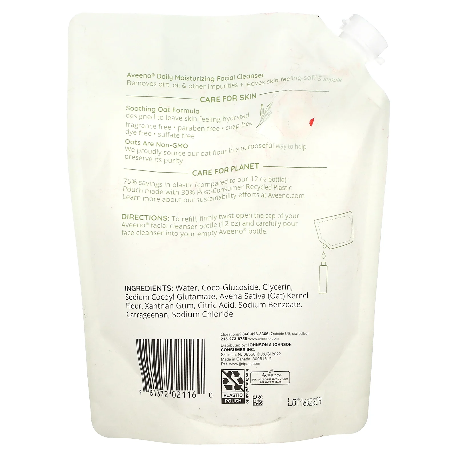 Aveeno, Ежедневное увлажнение, очищающее средство для лица, для сухой кожи, без отдушек, 16 жидк. Унций (473 мл)