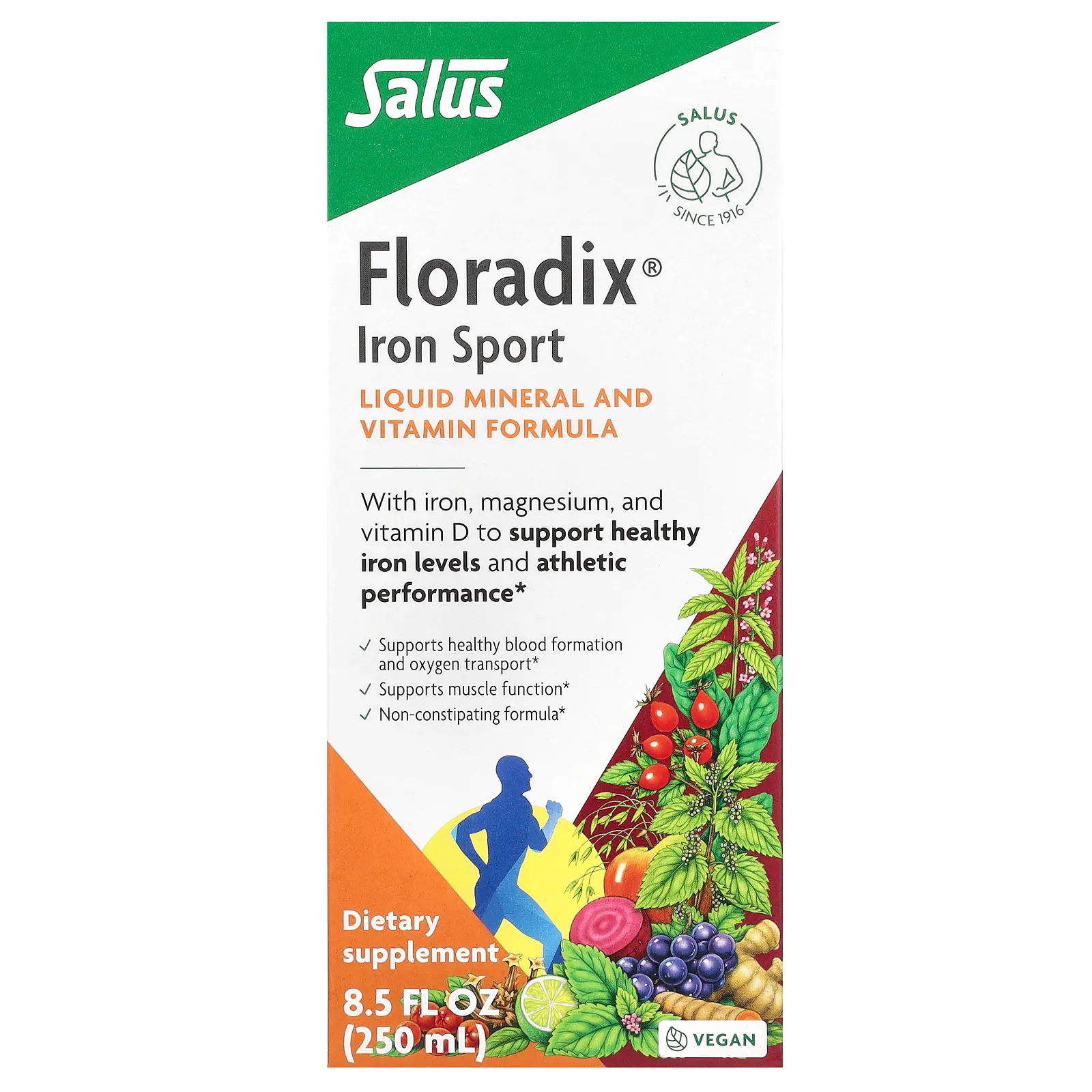 Floradix Iron Sport, железо для физической активности, 250 мл (8,5 жидк. унции)