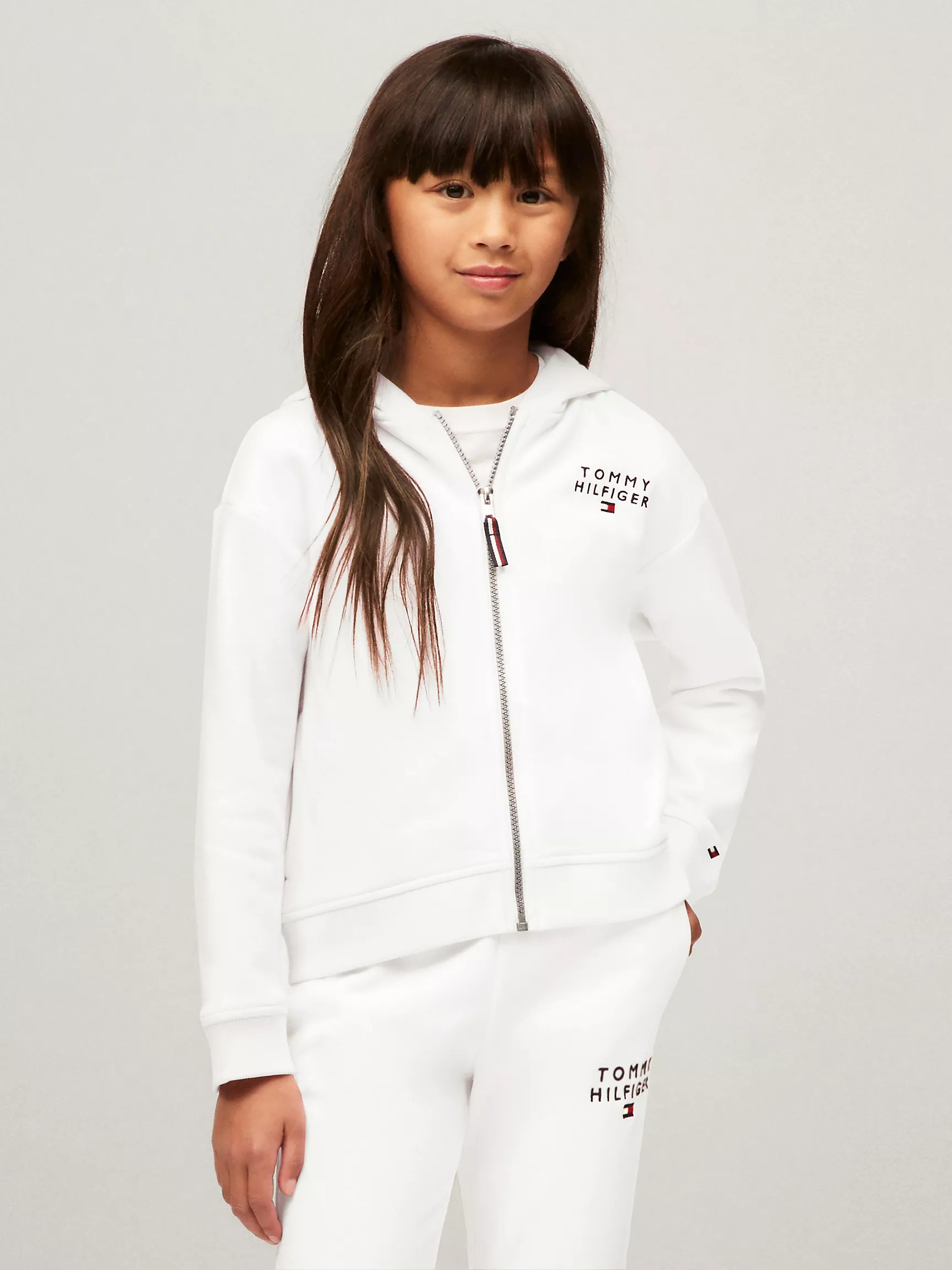 Худи для девочек Tommy Hilfiger, Детское худи на молнии с логотипом Hilfiger