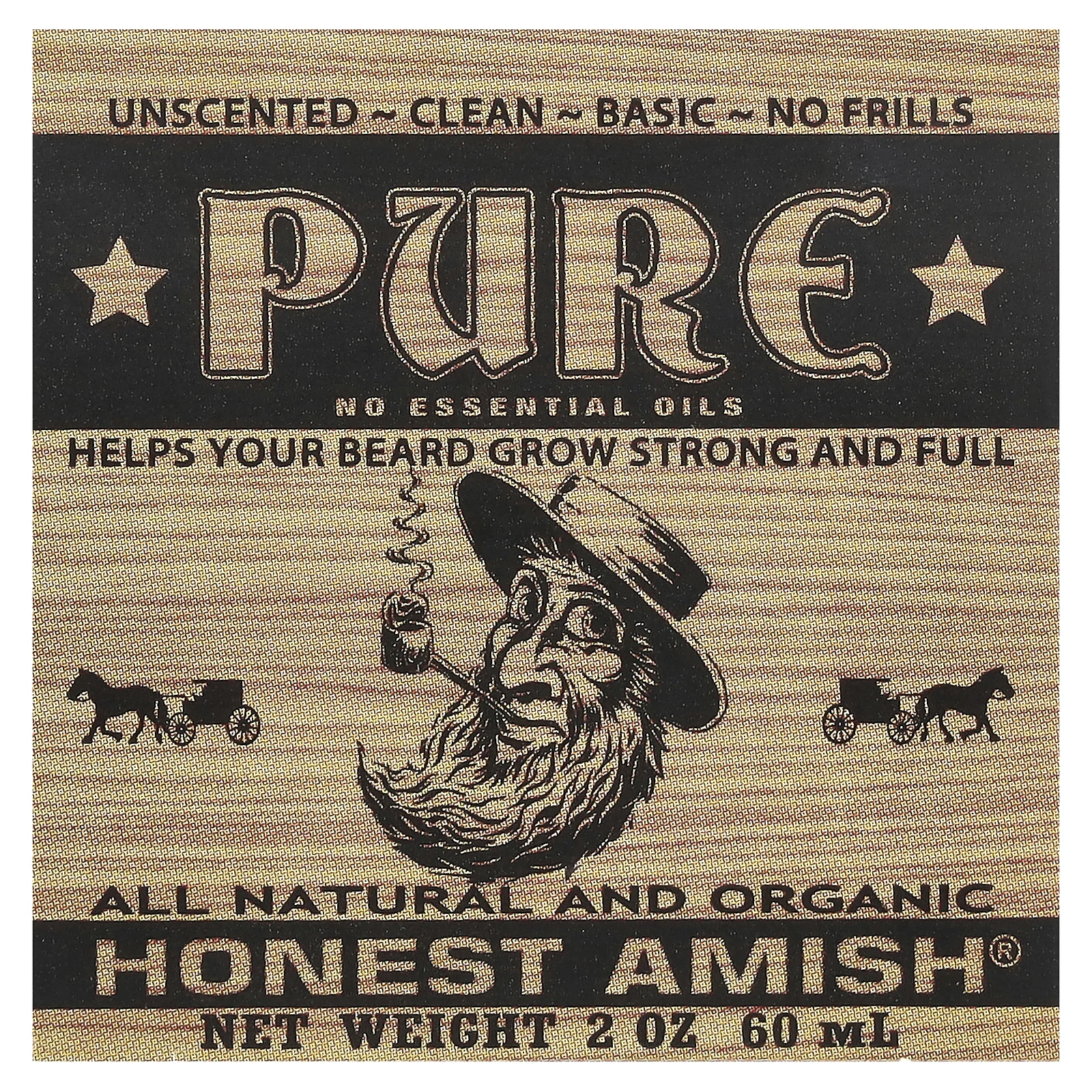Honest Amish, Чистый бальзам для бороды, без запаха, 60 мл (2 унции)