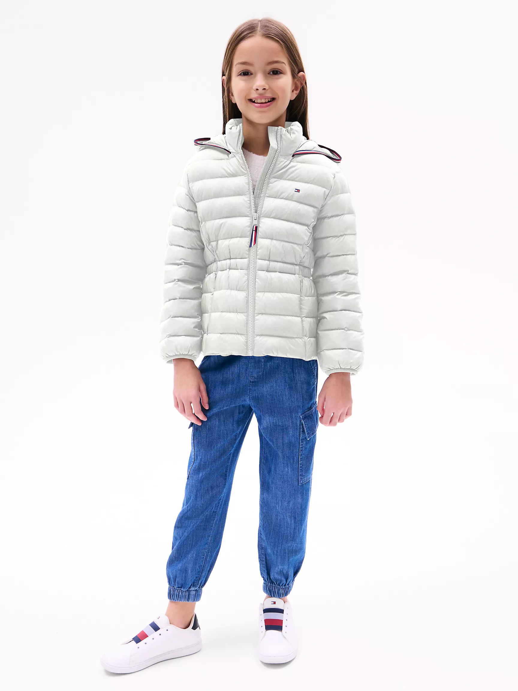 Куртка для девочки Tommy Hilfiger, Детский легкий пуховик с капюшоном