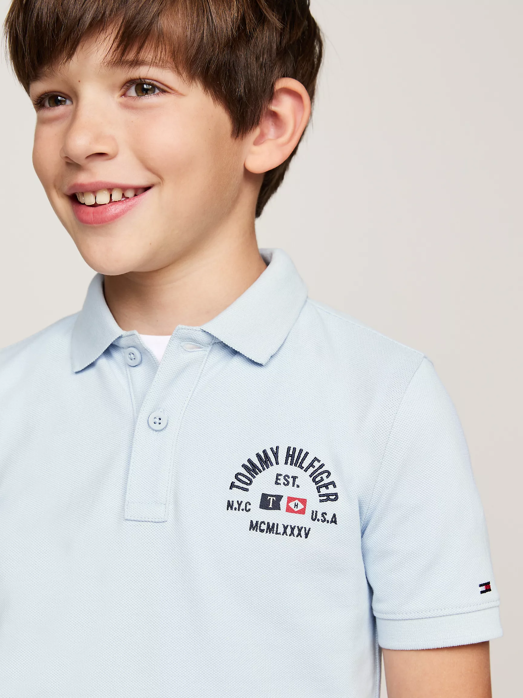 Рубашка-поло для мальчиков Tommy Hilfiger, Детское поло с вышитым логотипом флага в форме арки