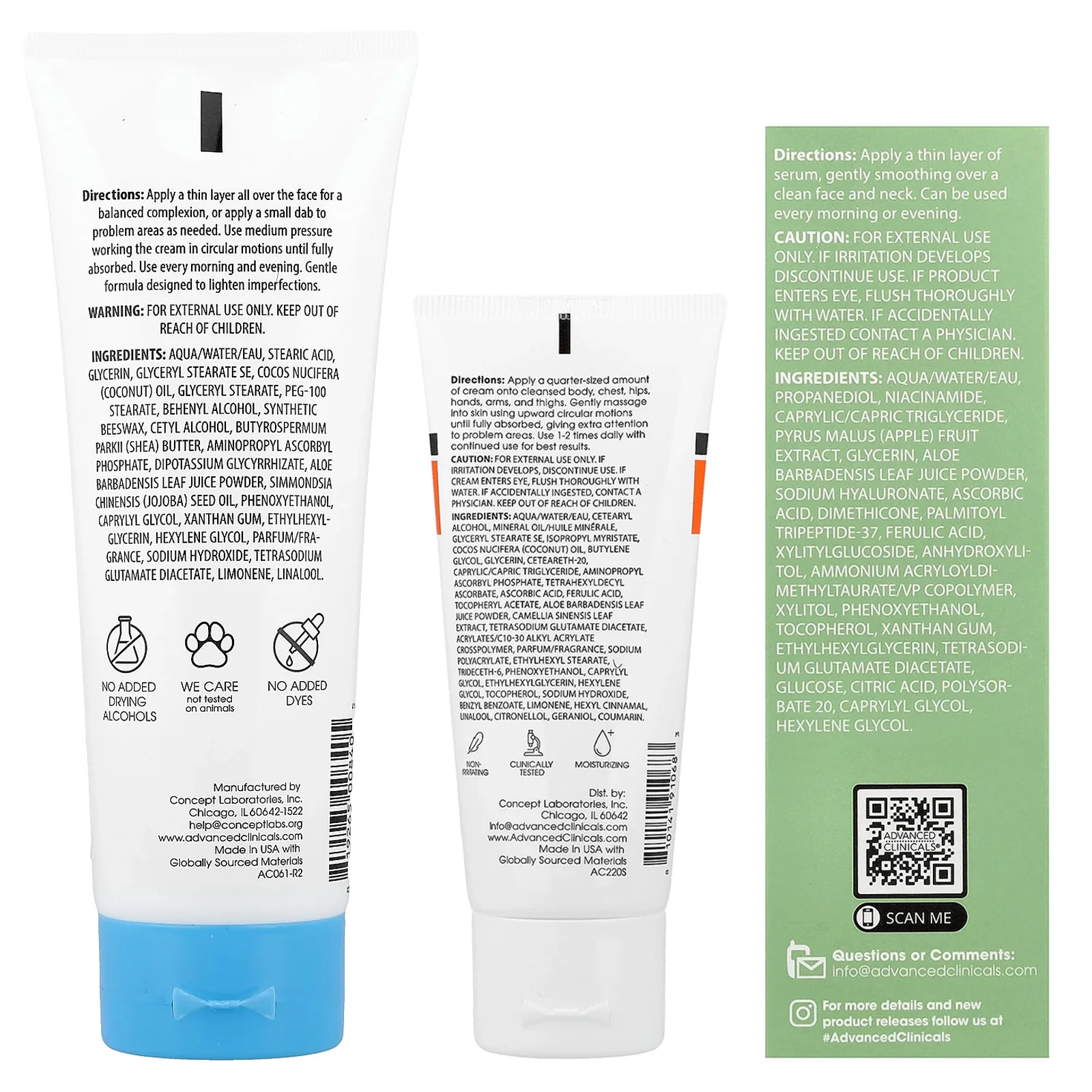 Advanced Clinicals, iHerb Exclusive, сияние, дорожный набор из 4 продуктов