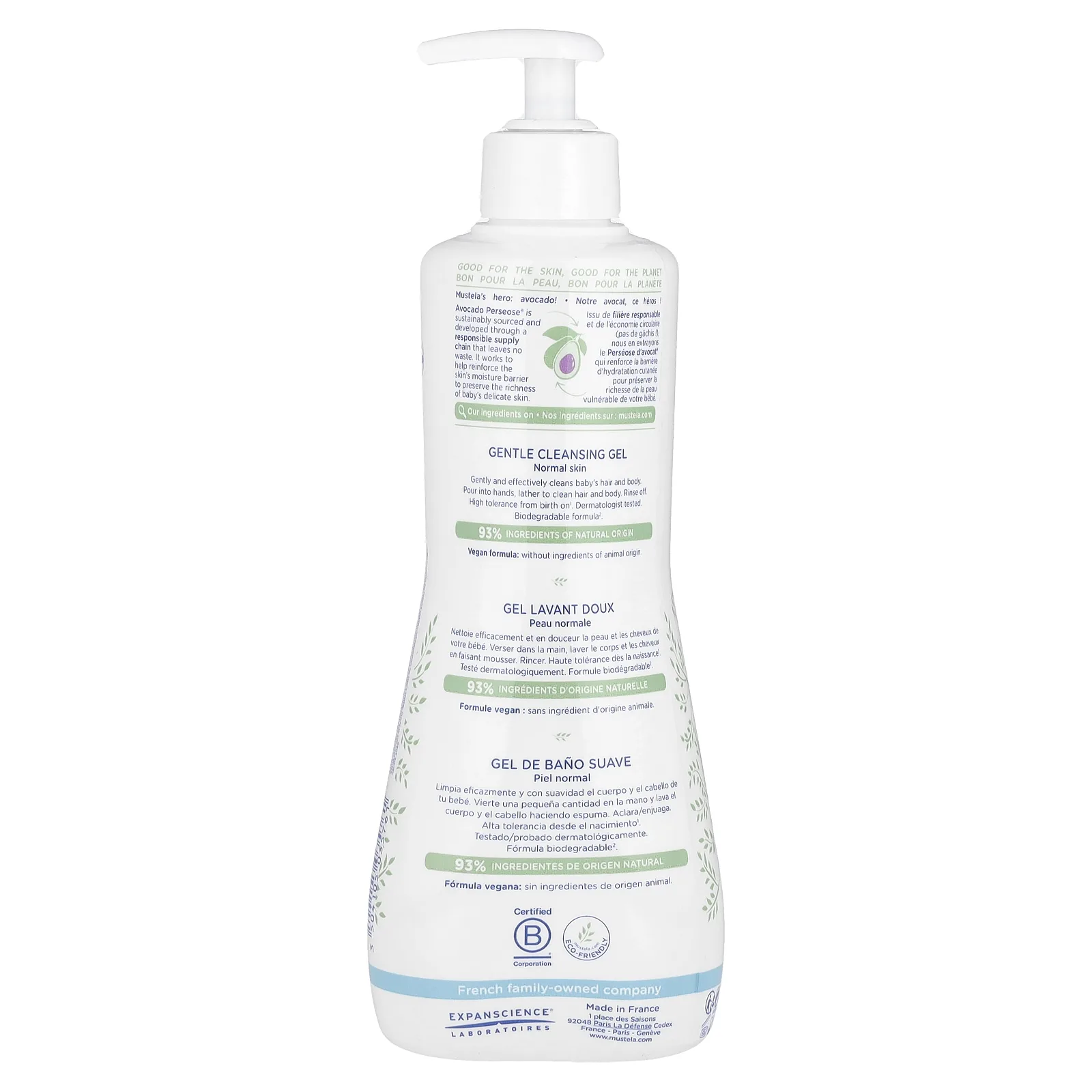 Mustela, детский мягкий гель для волос и тела с авокадо, для нормальной кожи, 500 мл (16,9 жидк. унций)