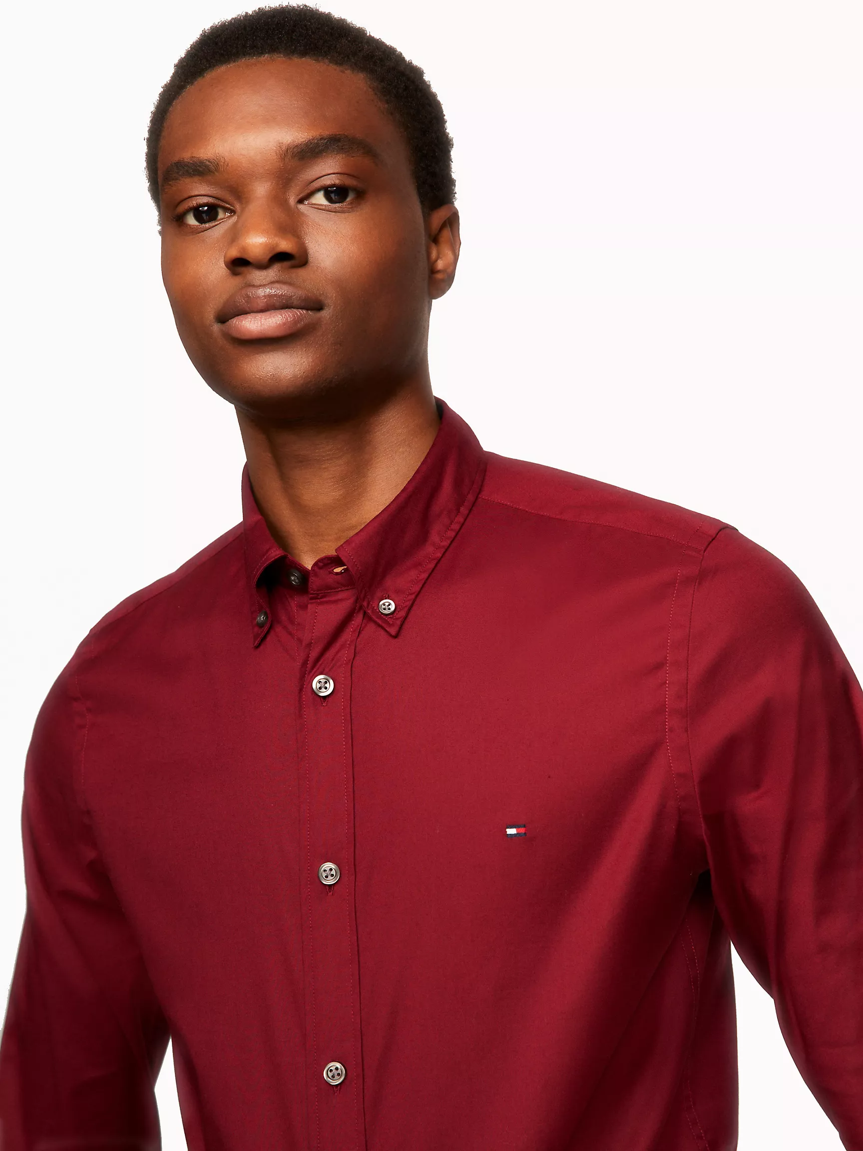 Мужская классическая рубашка Tommy Hilfiger, Приталенная рубашка THFlex из поплина