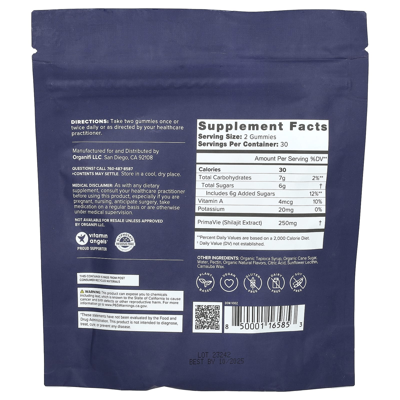 Organifi, Жевательные мармеладки с мумие, ваниль и корица, 60 жевательных таблеток