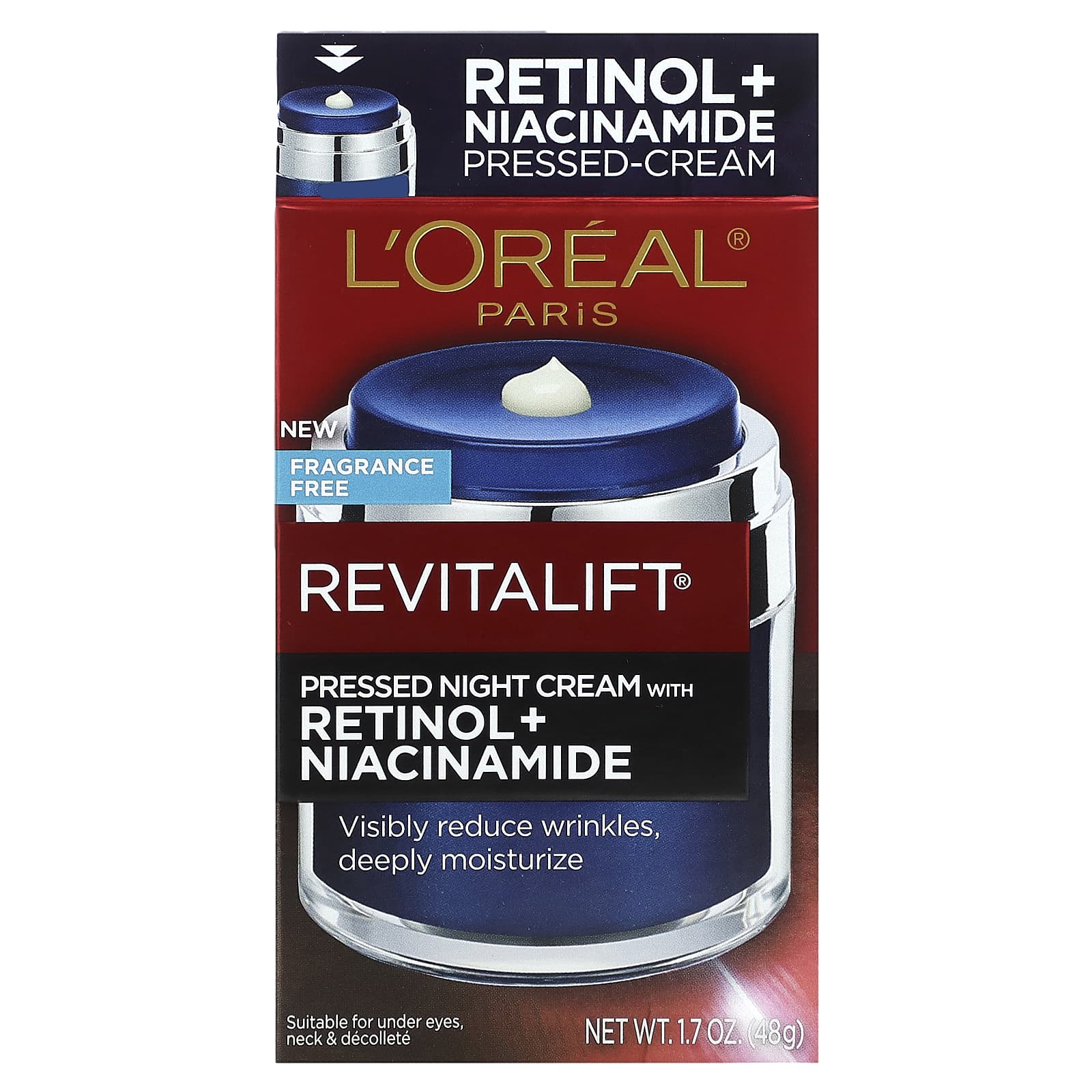 L'Oréal, Revitalift, ночной крем с ретинолом и ниацинамидом, без отдушек, 48 г (1,7 унции)
