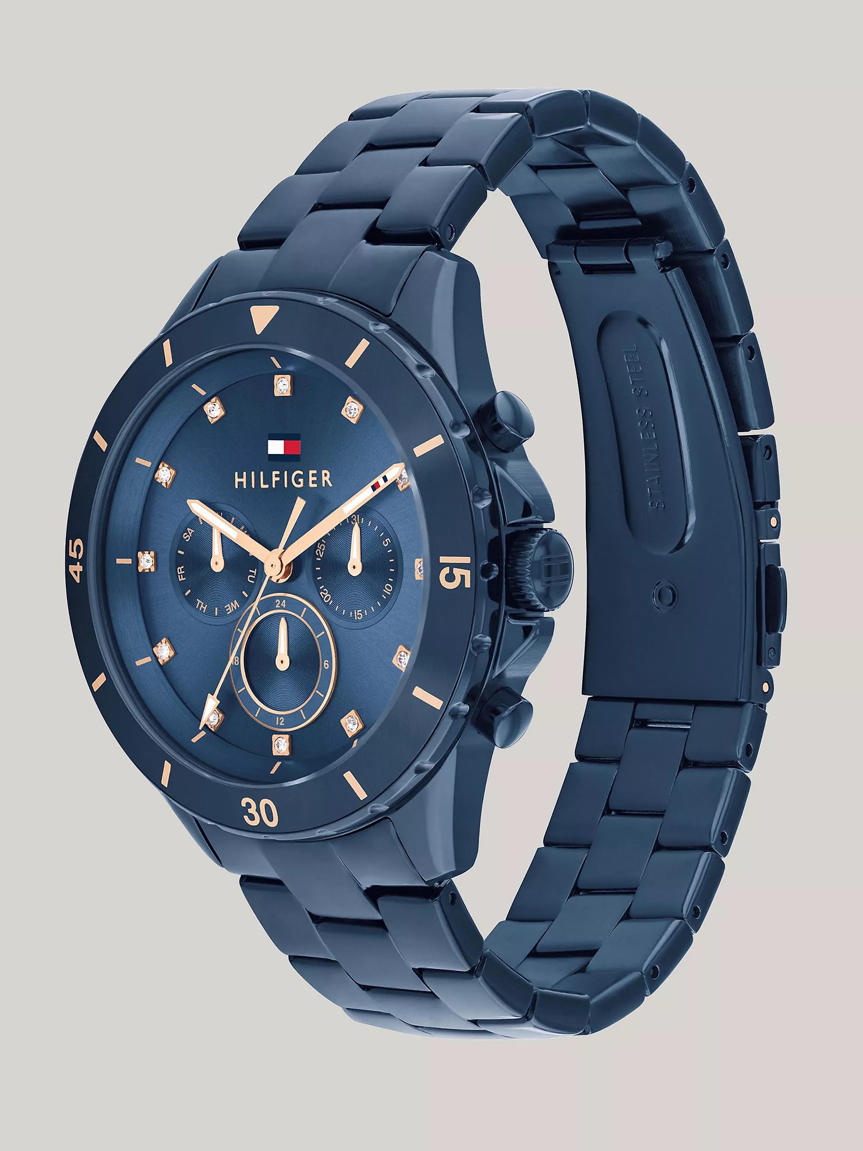 Женские часы Tommy Hilfiger, Часы 40 мм с синим циферблатом в стиле boyfriend