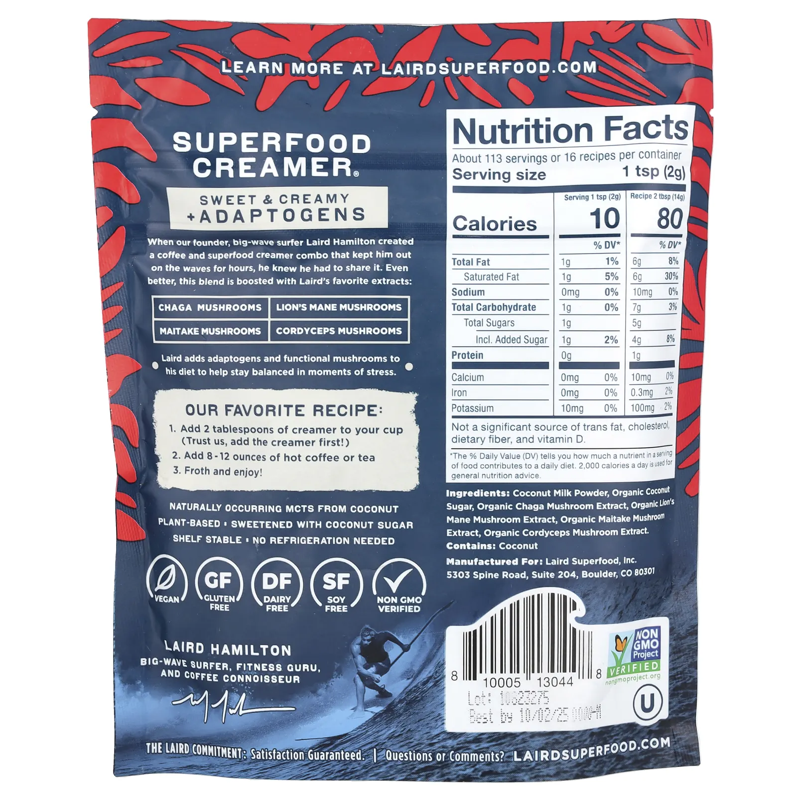 Laird Superfood, Superfood Creamer® + адаптогены, сладкие и сливочные, 227 г (8 унций)