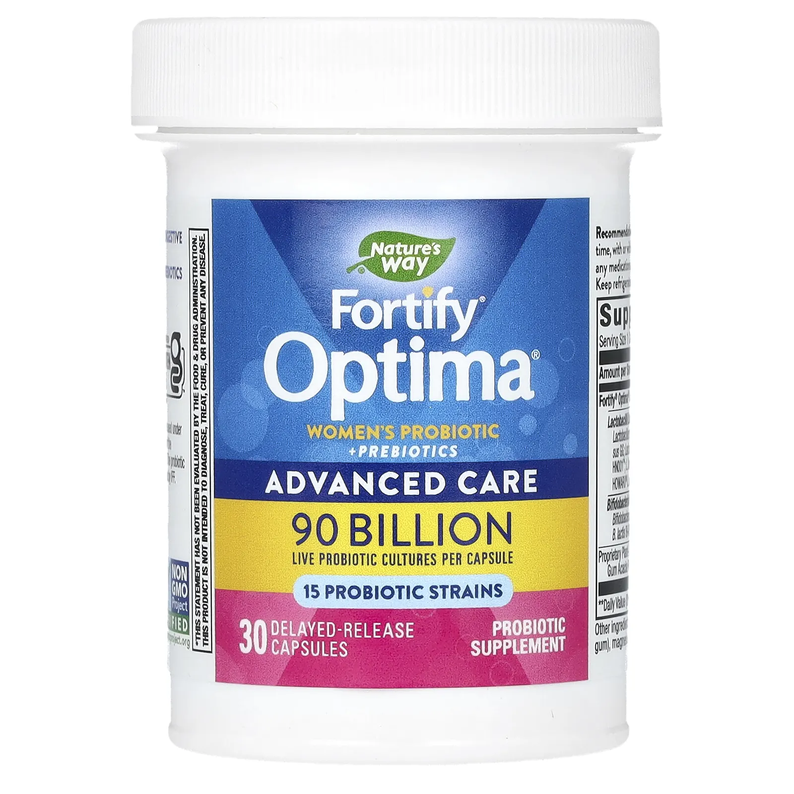 Nature's Way, Fortify Optima, пробиотики и пребиотики для женщин, улучшенная формула для ухода, 90 млрд КОЕ, 30 капсул с отсроченным высвобождением