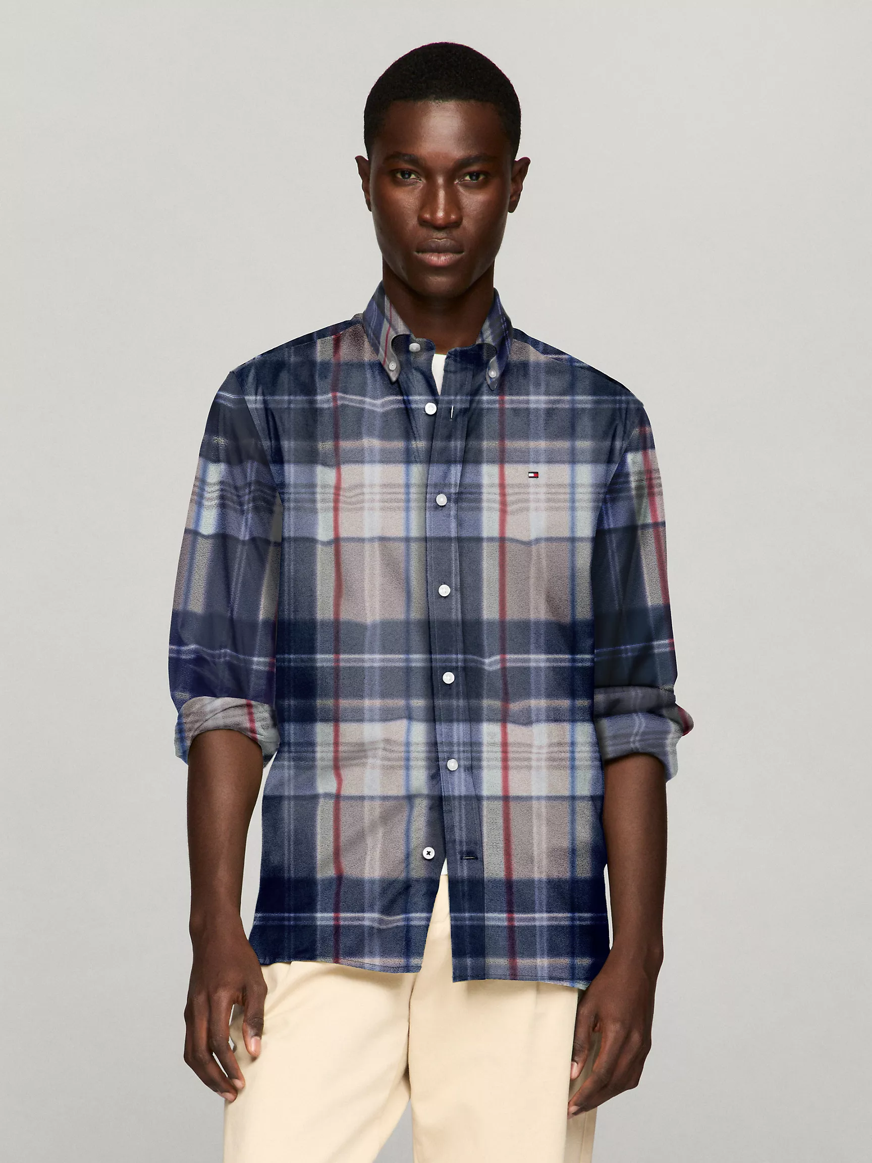 Мужская рубашка Tommy Hilfiger, Клетчатая рубашка стандартного кроя в стиле Colorblock