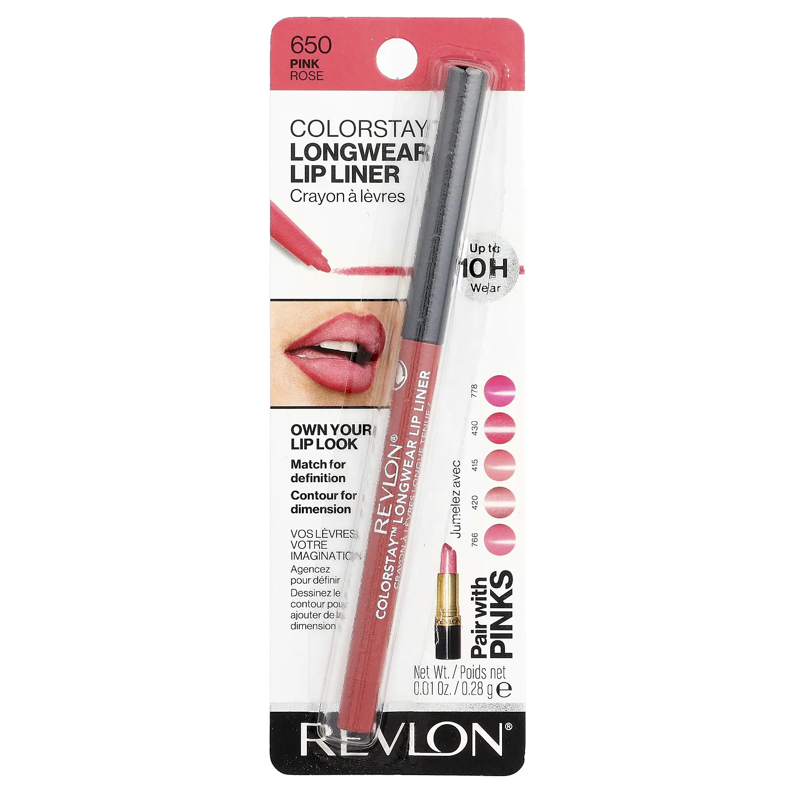 Revlon, Colorstay™, стойкий карандаш для губ, оттенок 650 розовый, 0,28 г (0,01 унции)