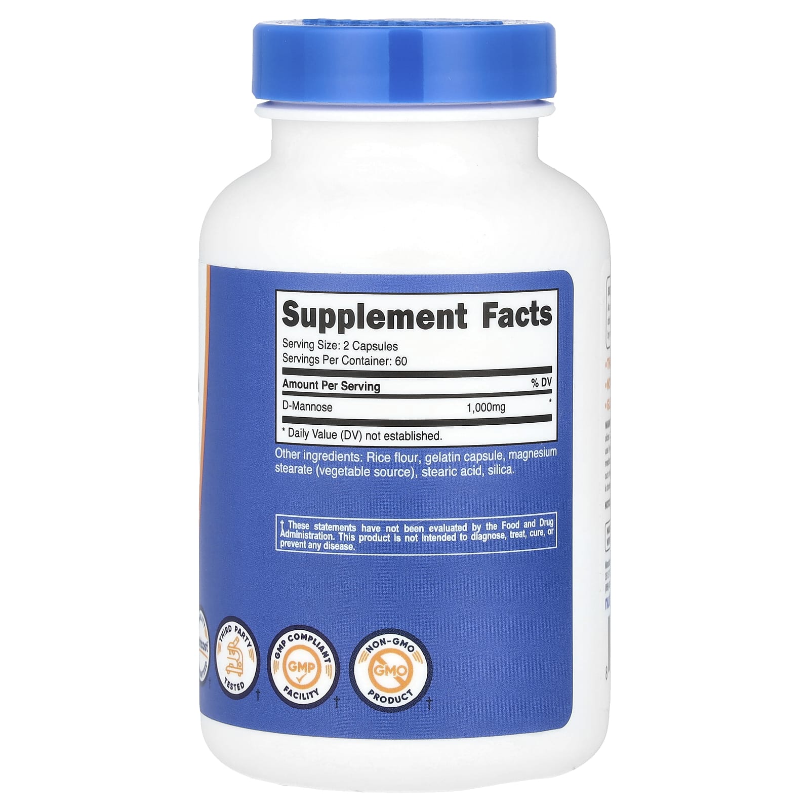 Nutricost, D-Mannose, 1,000 mg, 120 Capsules (500 mg Per Capsule)