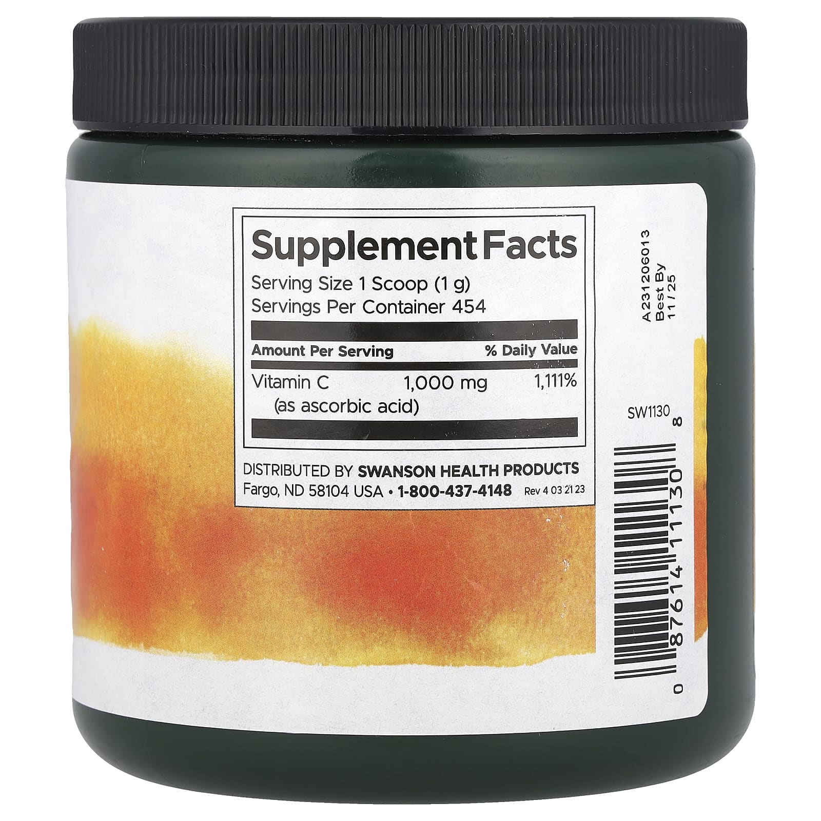 Swanson, 100% Pure C-1000, витамин C в порошке, 454 г (16 унций)