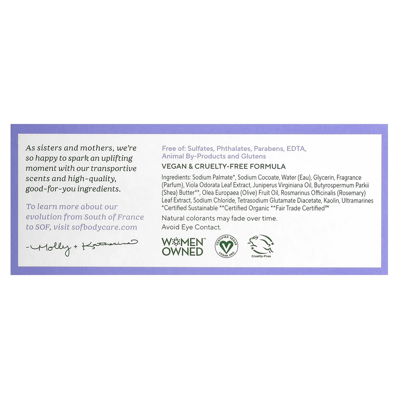 SoF, кусковое мыло французского помола с органическим маслом ши, с запахом букета фиалок, 170 г (6 унций)