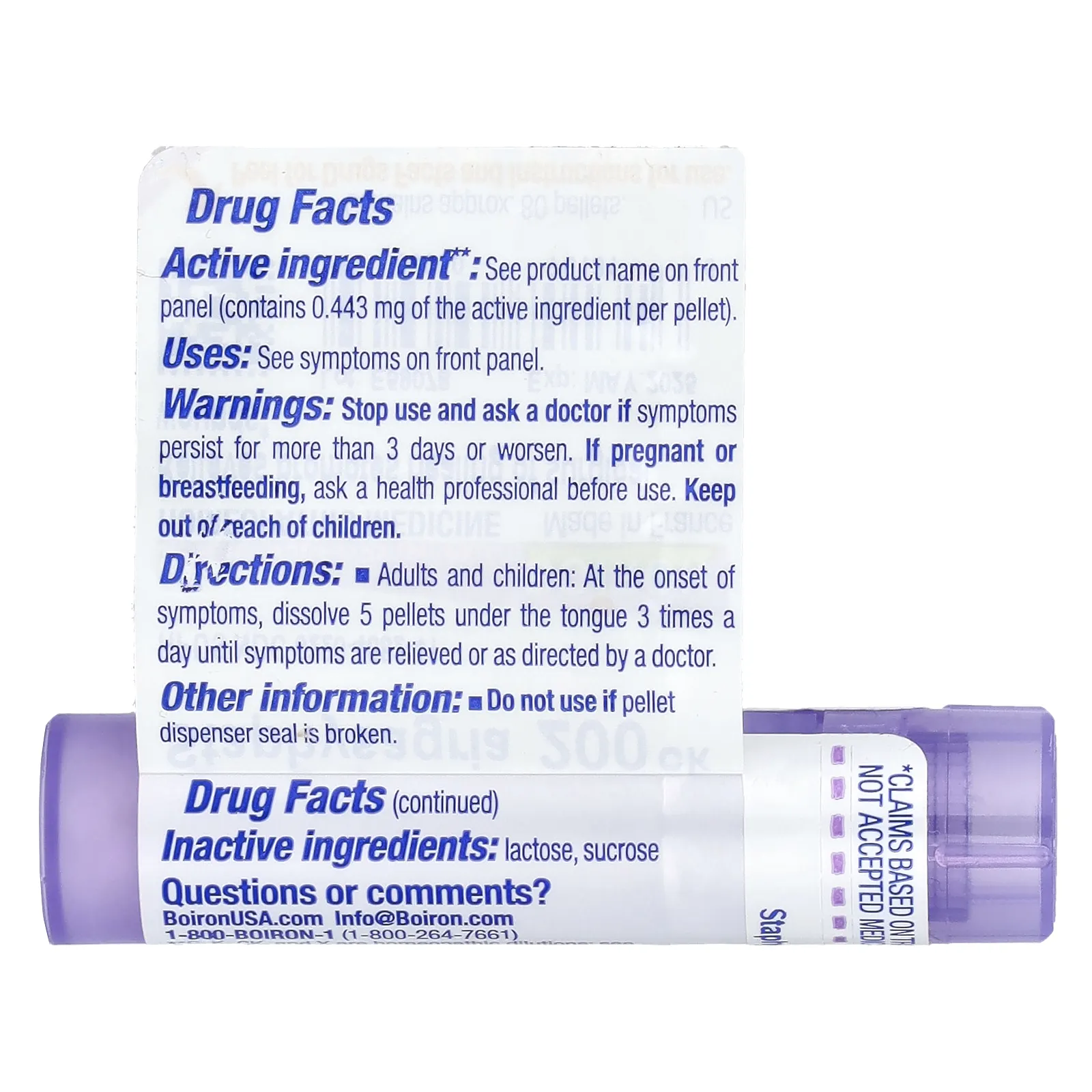 Boiron, Стафизагрия, 200CK, прибл. 80 гранул