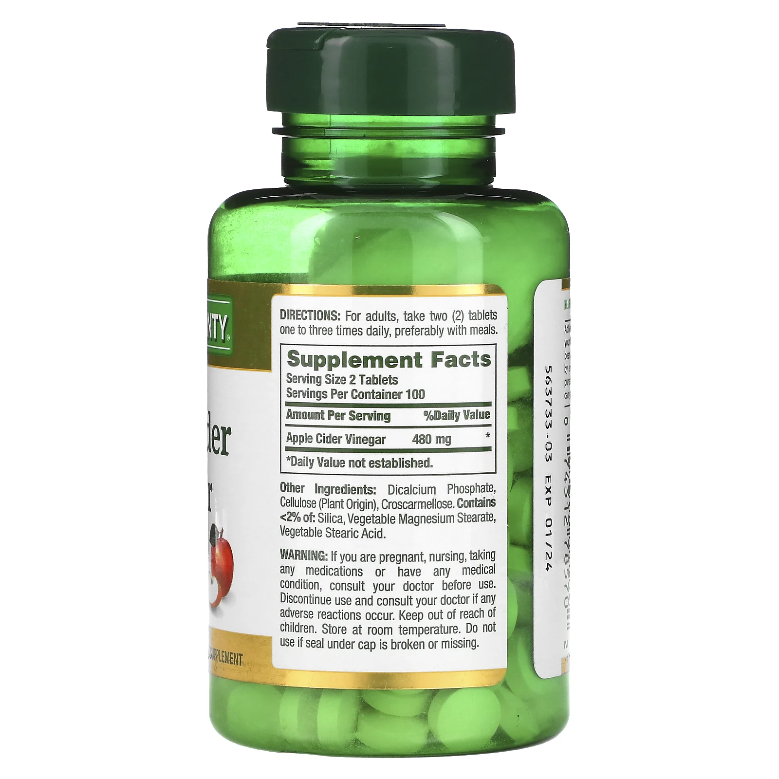 Nature's Bounty, яблочный уксус, 480 мг, 200 таблеток (240 мг в 1 таблетке)