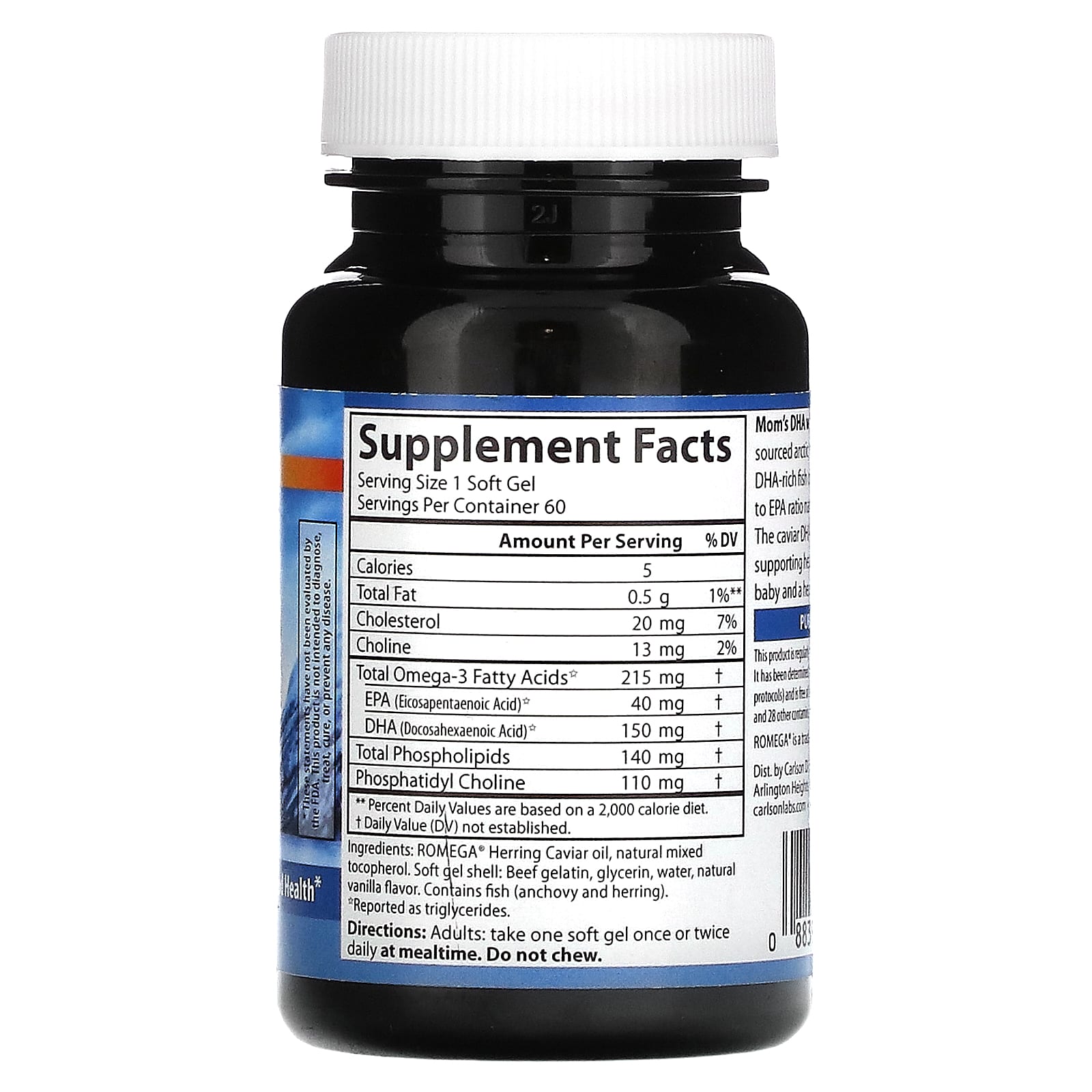 Carlson, Wild Norwegian, ДГК для мам с холином, 60 мягких таблеток