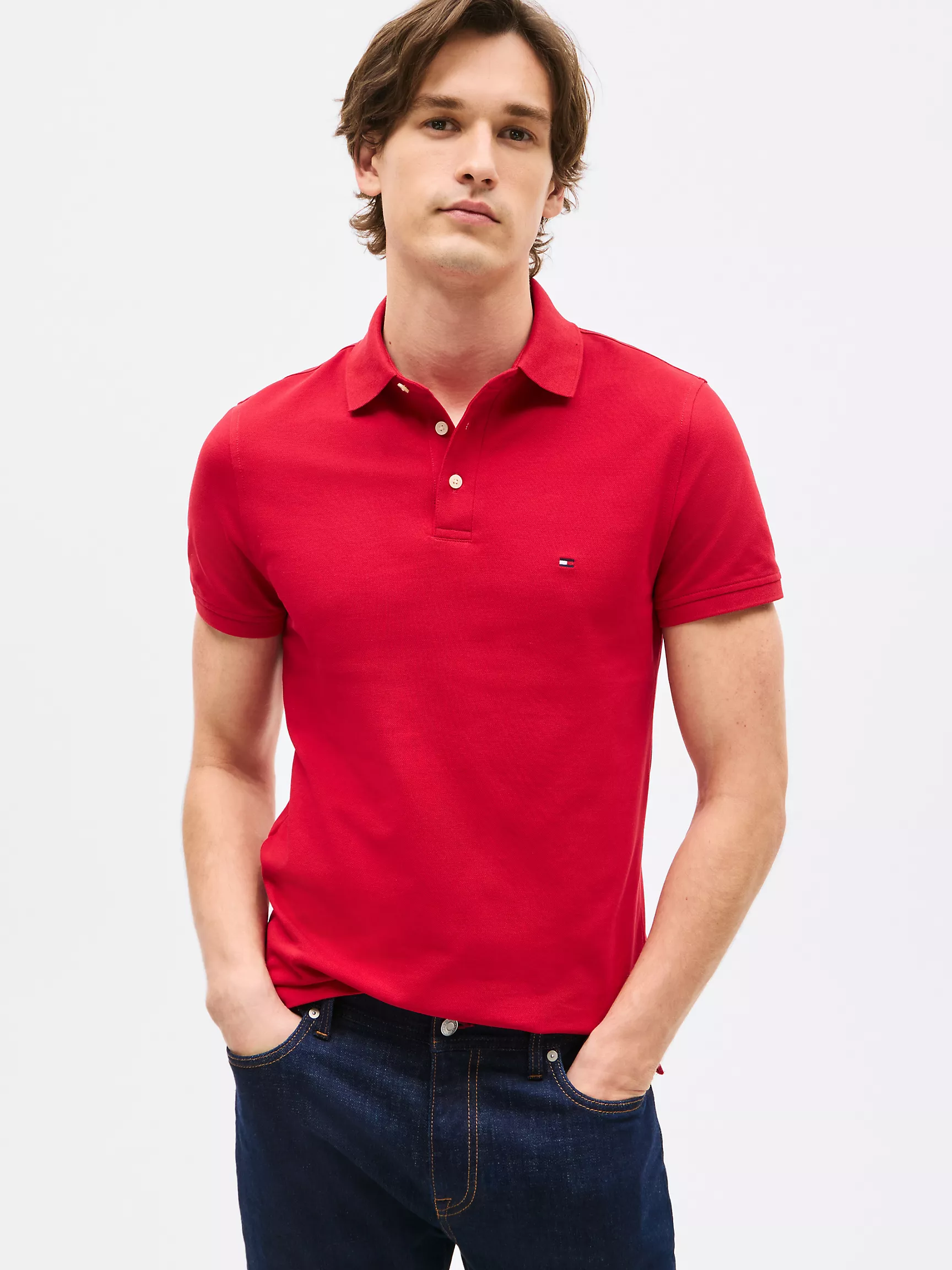 Мужское поло Tommy Hilfiger, Приталенное эластичное поло из пике