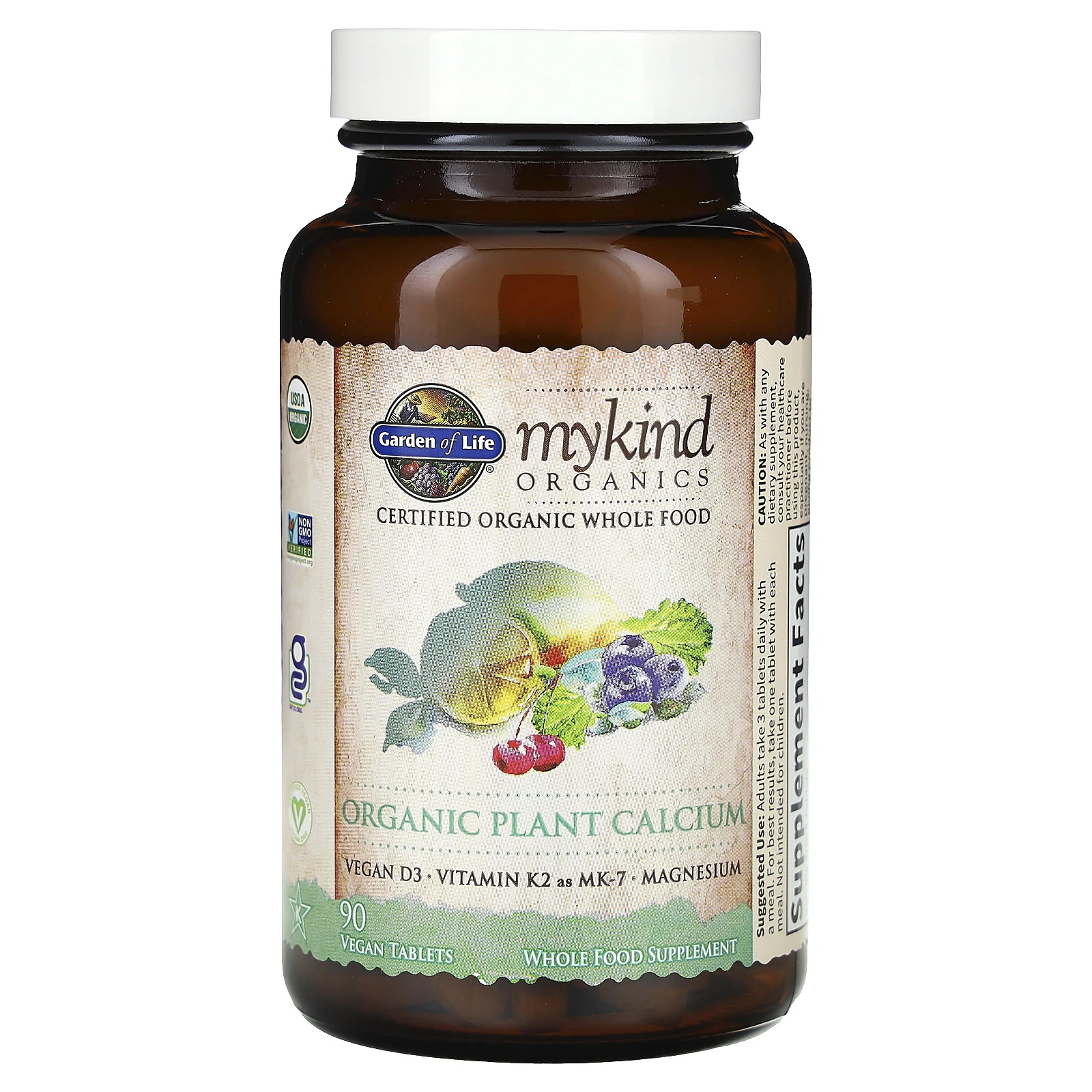 Garden of Life, My Kind Organics, органический растительный кальций, 90 веганских таблеток