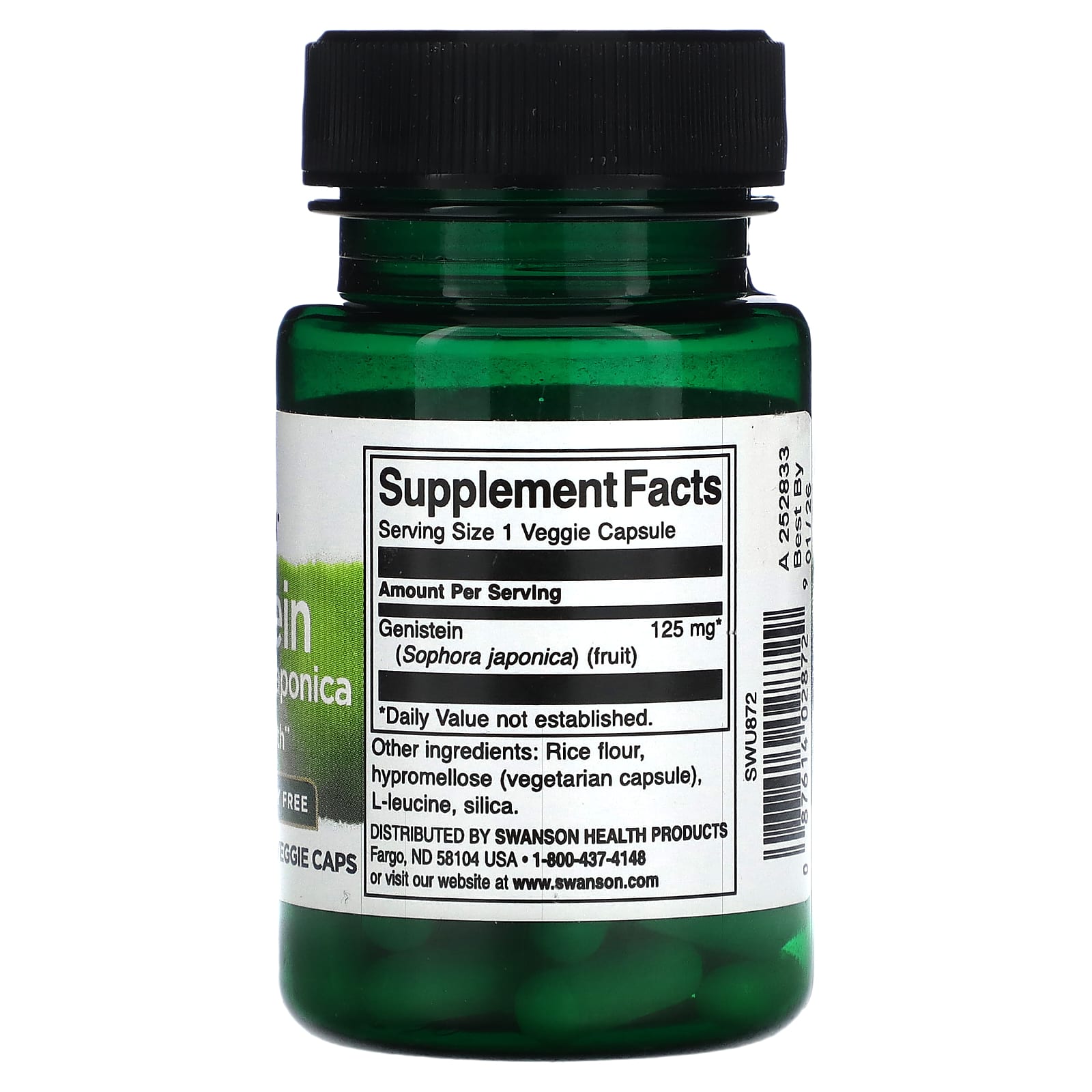 Swanson, Genistein from Sophora japonica, без сои, 125 мг, 60 растительных капсул