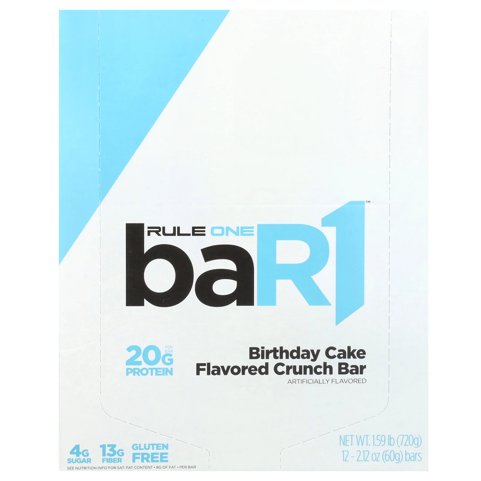 Rule One Proteins, baR1, батончик, праздничный торт, 12 батончиков, 60 г (2,12 унции) каждый