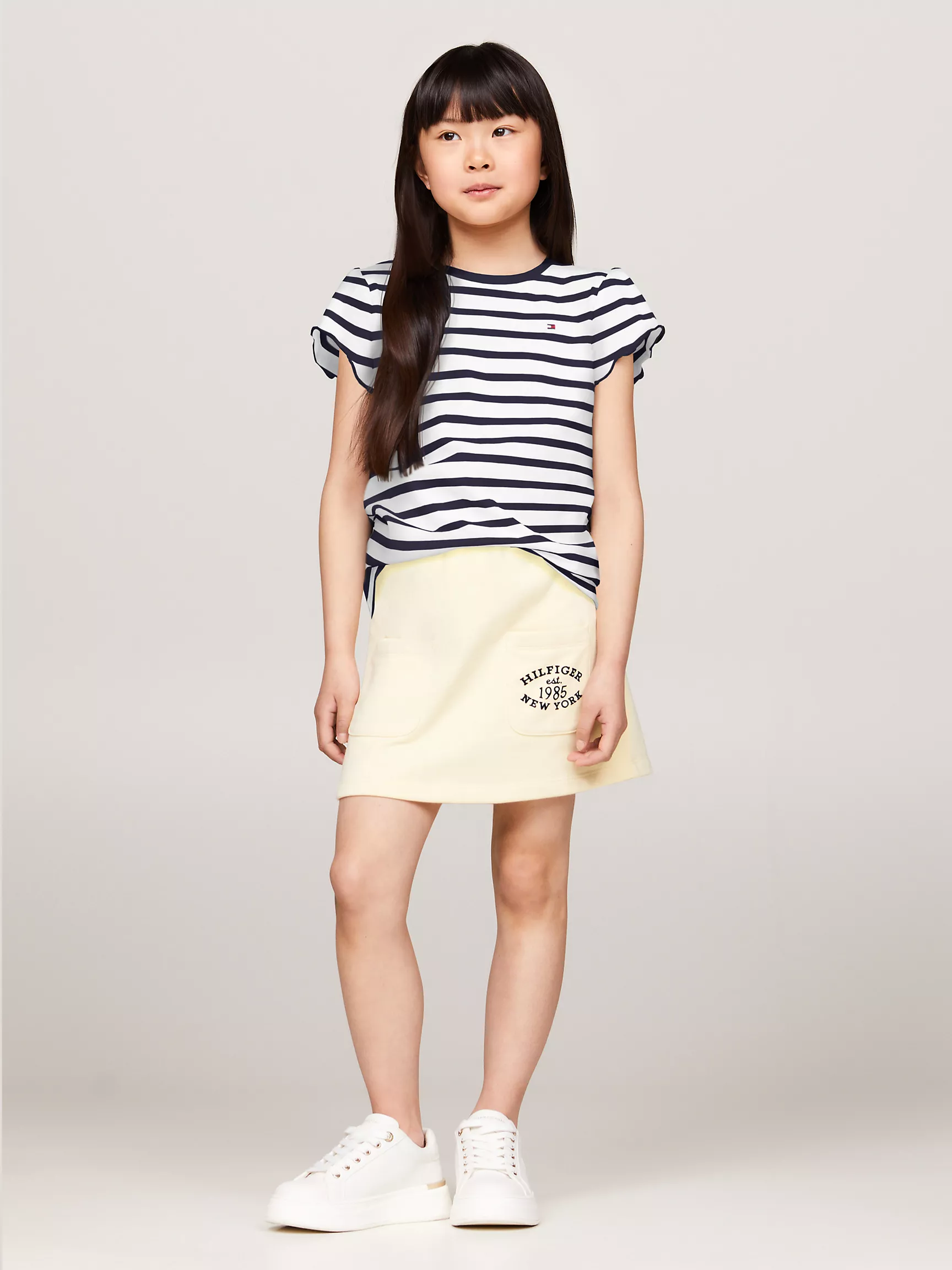 Футболка для девочек Tommy Hilfiger, Детская футболка в полоску с рукавами-воланами