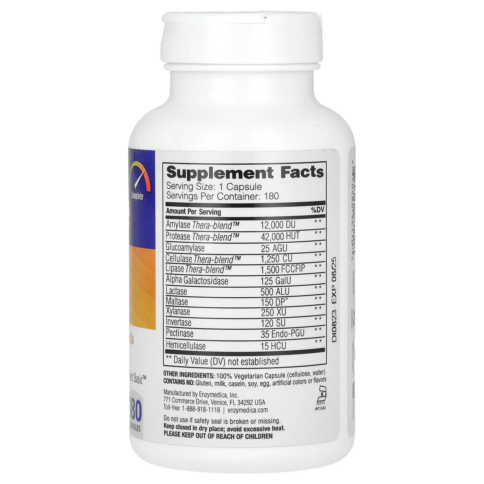 Enzymedica, Digest, полная формула ферментов, 180 капсул