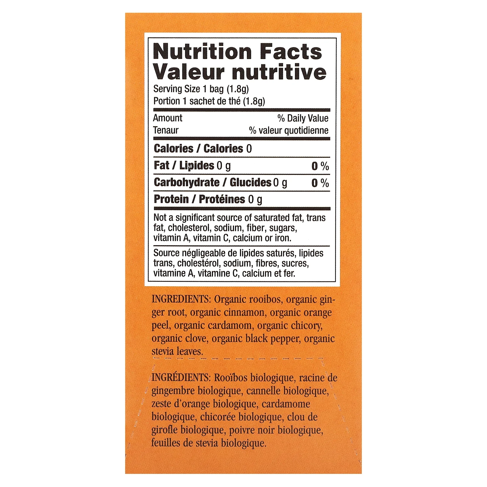 Uncle Lee's Tea, Imperial Organic, чай со вкусом апельсина и имбиря, без кофеина, 18 чайных пакетиков, 32,4 г (1,14 унции)