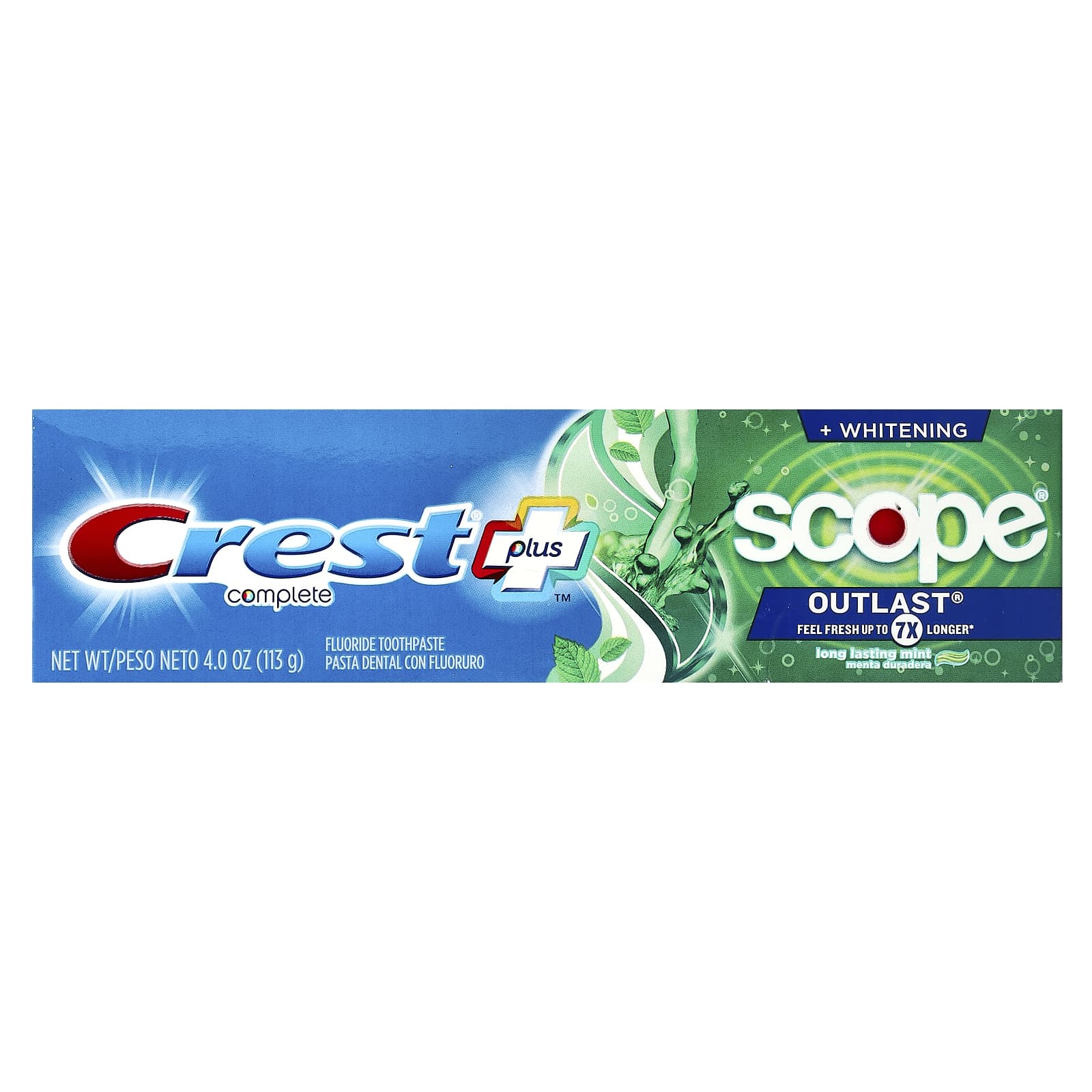 Crest, Plus Complete ™, Scope® Outlast® + Whitening, зубная паста с фтором, мята, 113 г (4 унции)