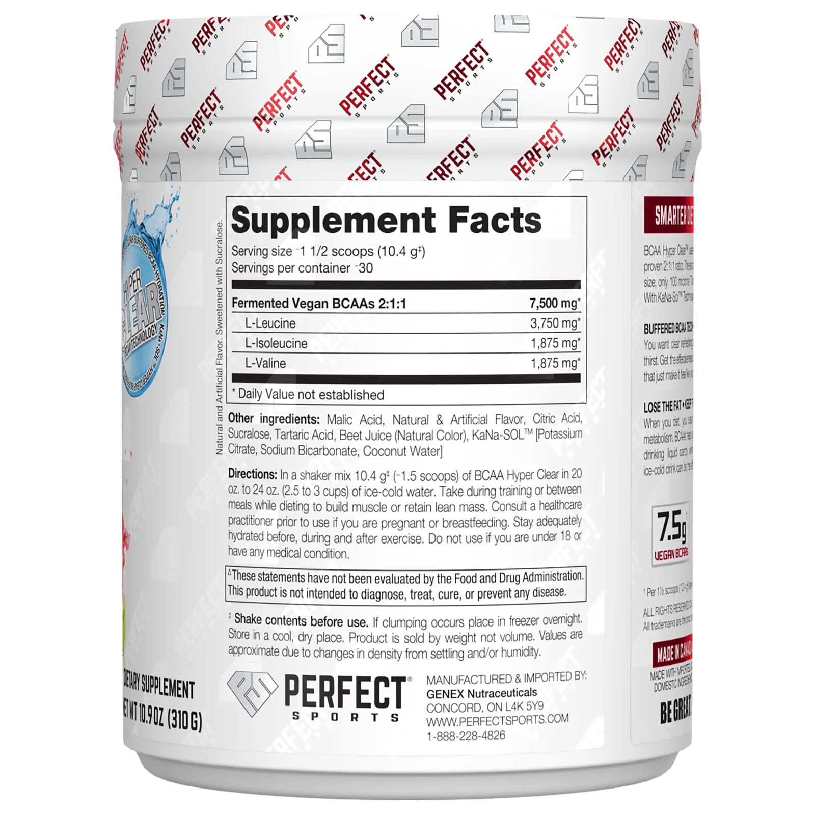 Perfect Sports, BCAA Hyper Clear, арбузные конфеты с насыщенным вкусом, 310 г (10,9 унции)