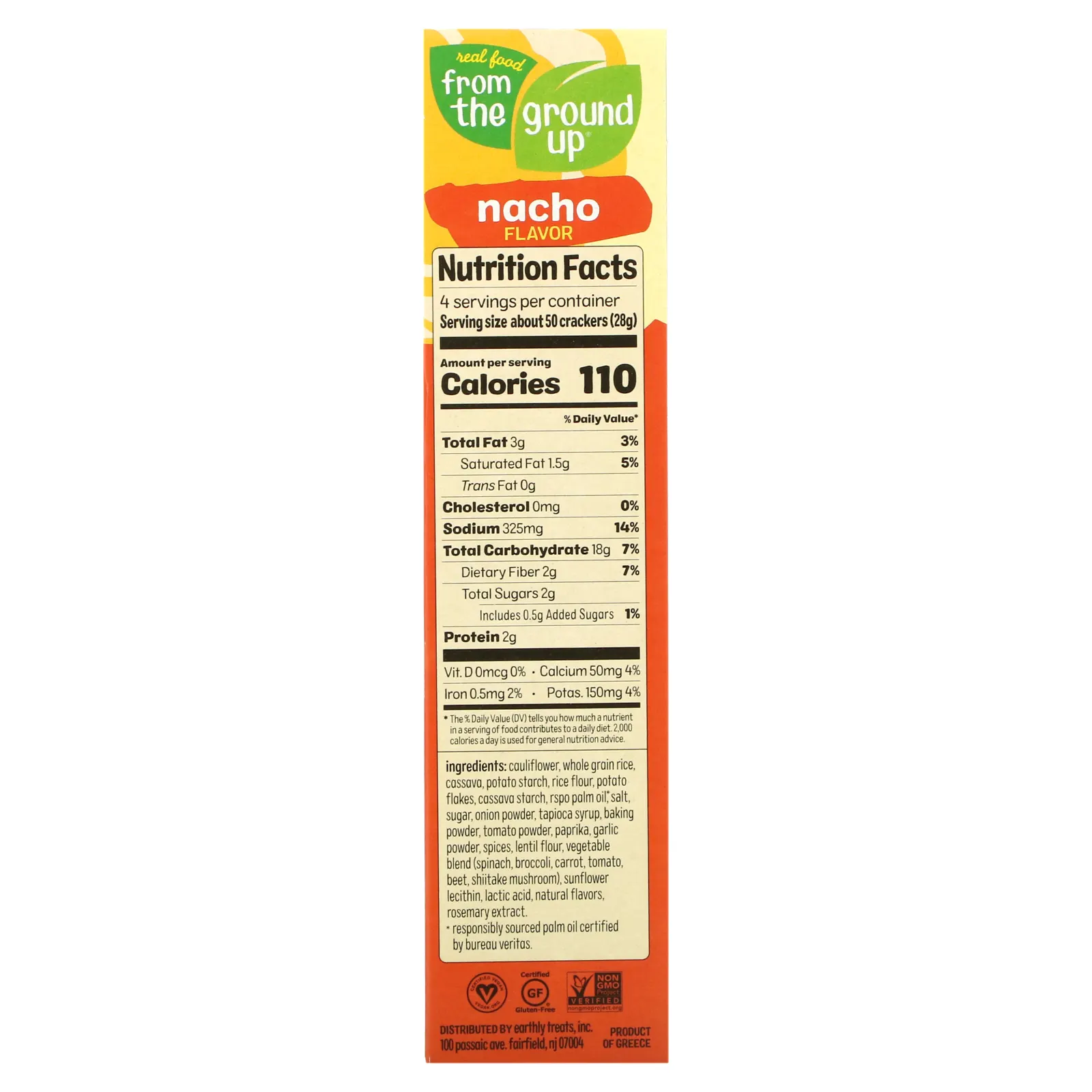 From The Ground Up, Крекеры из цветной капусты, начо, 113 г (4 унции)