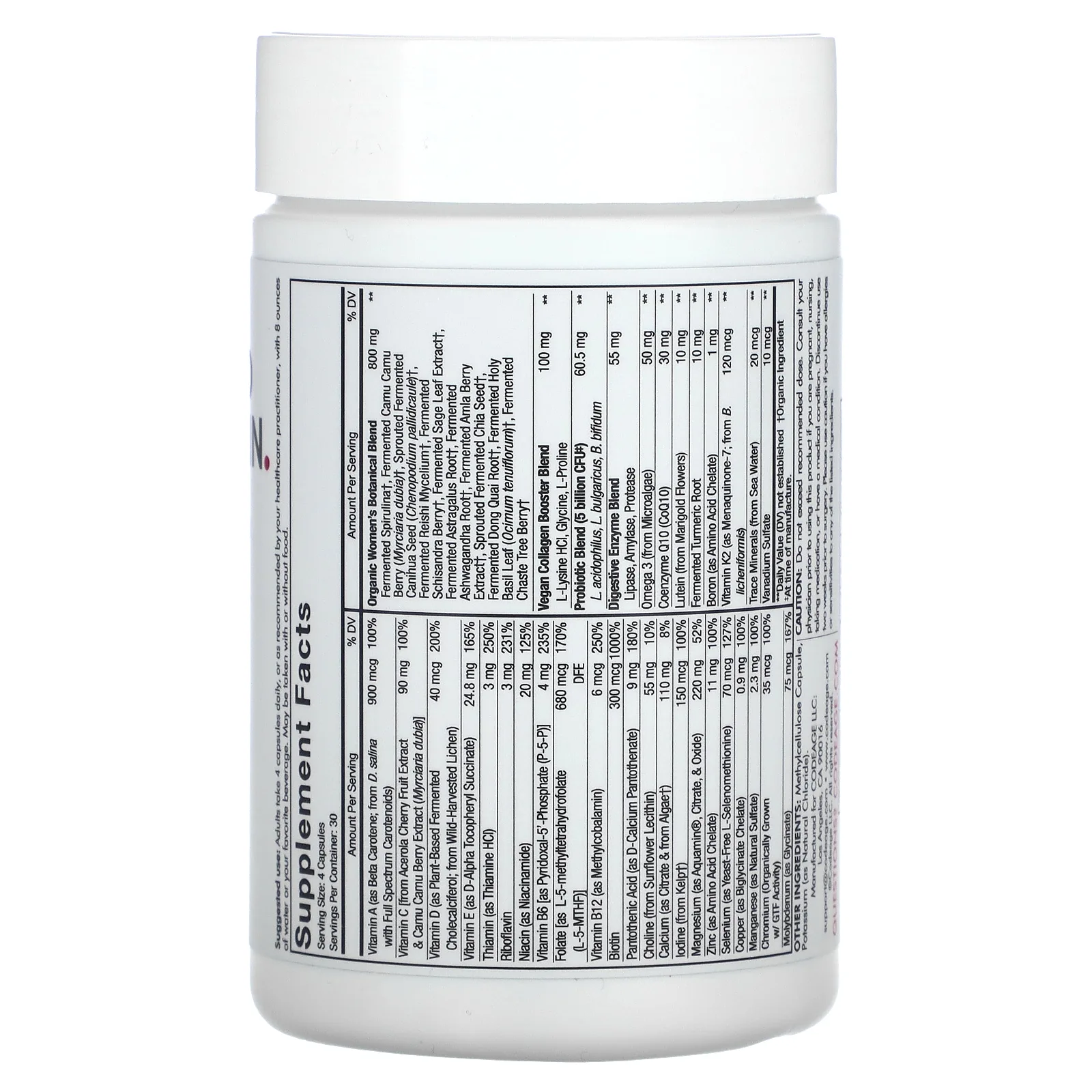 Codeage, ферментированные мультивитамины для женщин, 120 капсул