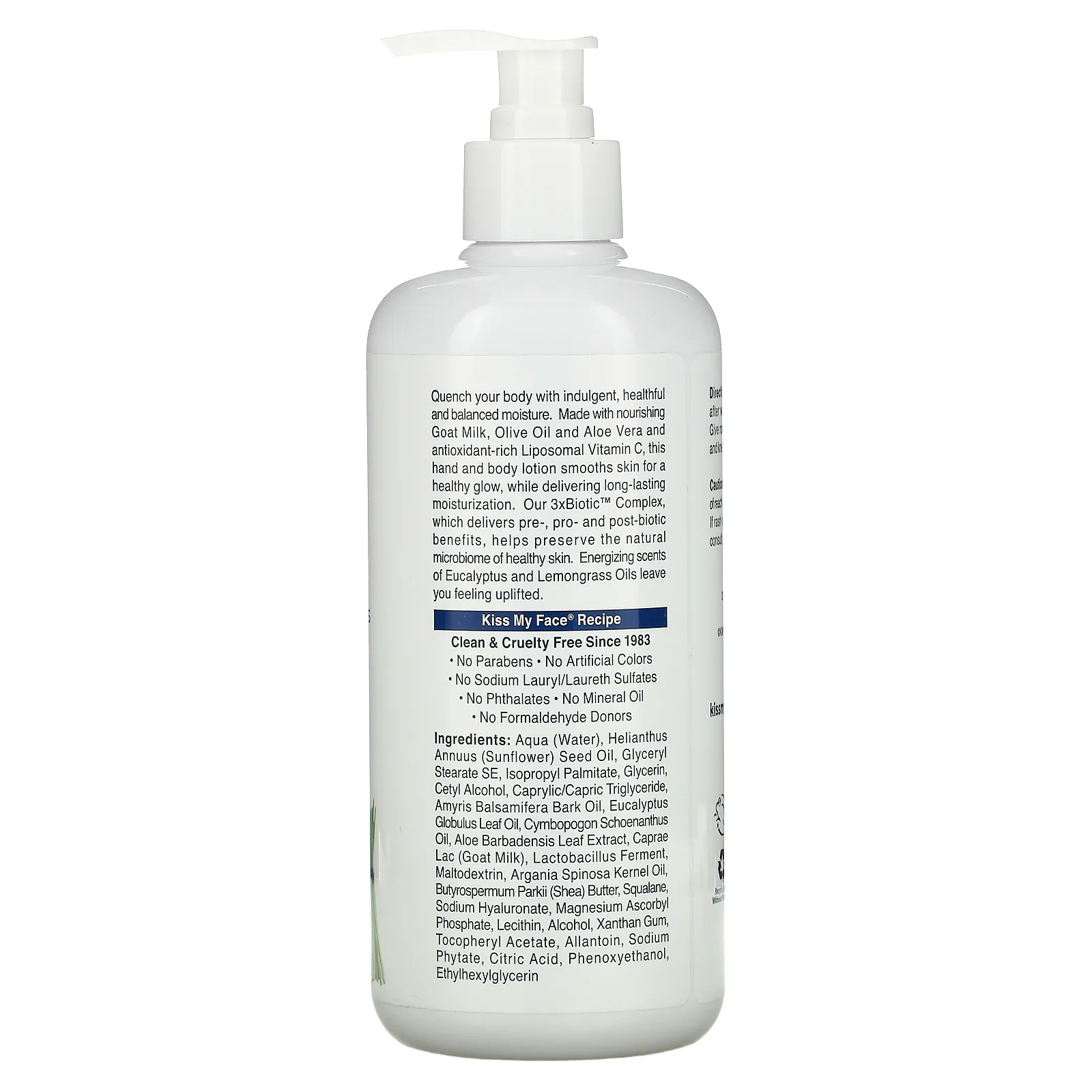 Kiss My Face, Лосьон для рук и тела с козьим молоком, эвкалипт и лемонграсс, 473 мл (16 жидк. Унций)