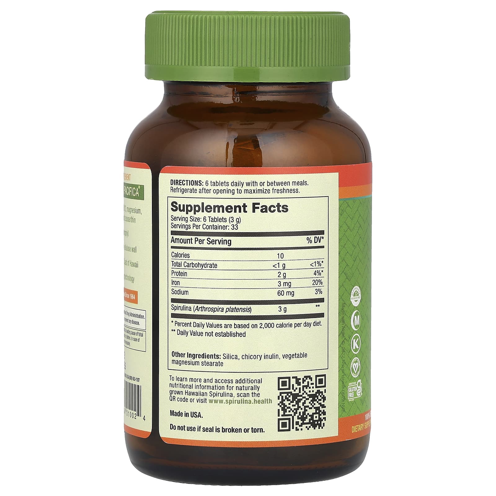 Nutrex Hawaii, Pure Hawaiian Spirulina, спирулина, 3 г, 200 таблеток (500 мг в 1 таблетке)