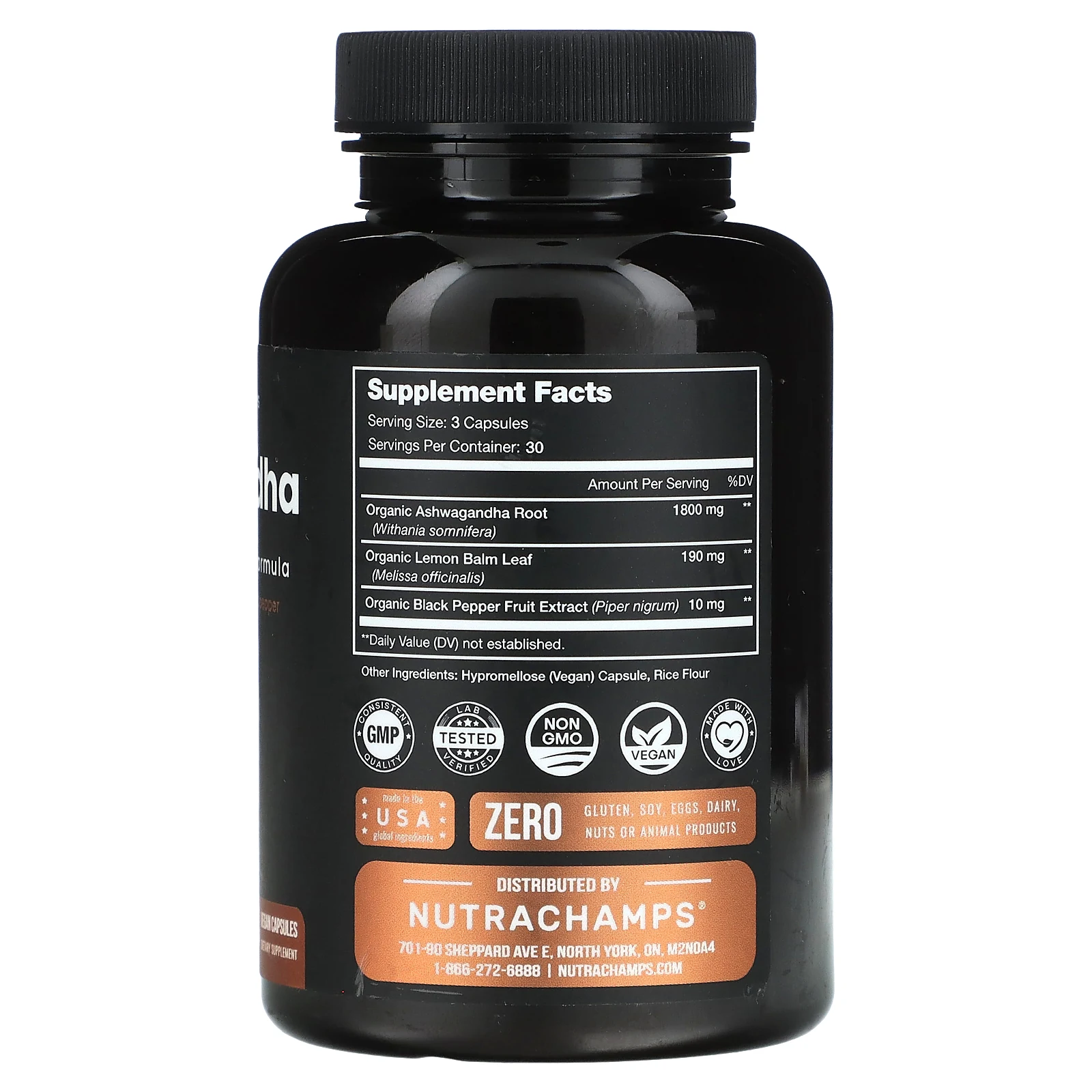 NutraChamps, ашваганда, с повышенной силой действия, 2000 мг, 90 веганских капсул (666 мг в 1 капсуле)