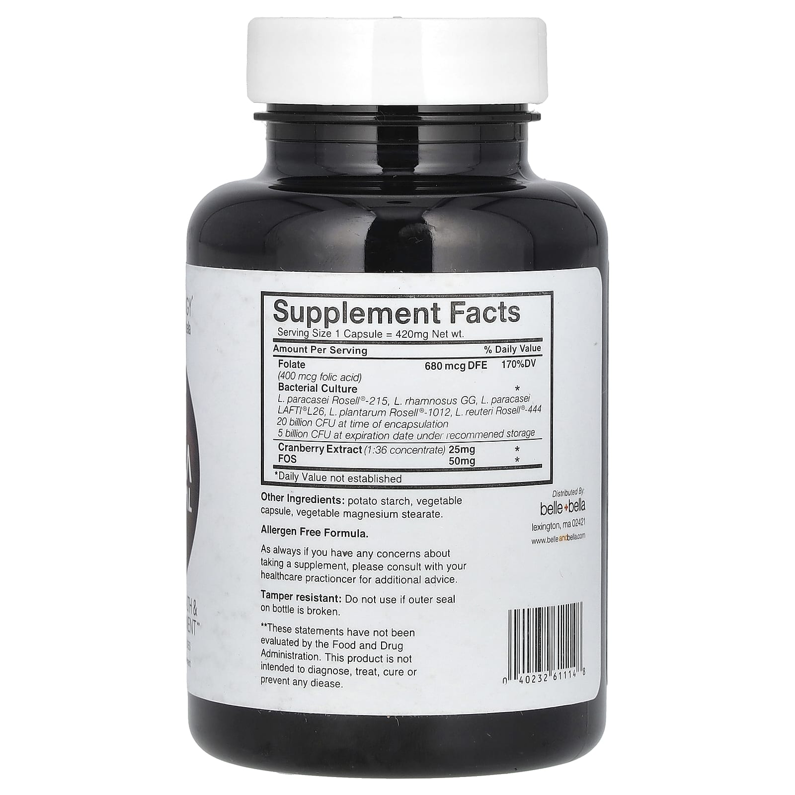 Belle+Bella, Probiology, пренатальное средство с пробиотической флорой, 25 миллиардов КОЕ, 30 капсул