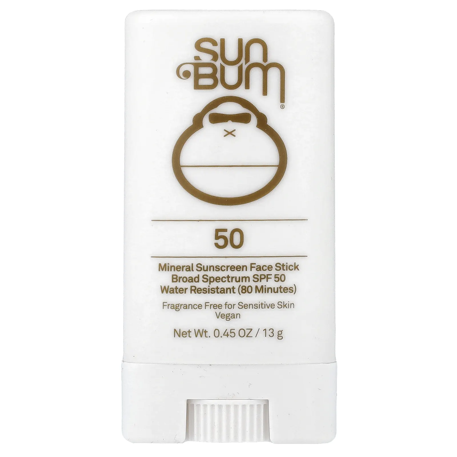 Sun Bum, минеральный солнцезащитный стик для лица, SPF 50, для чувствительной кожи, без отдушек, 13 г (0,45 унции)