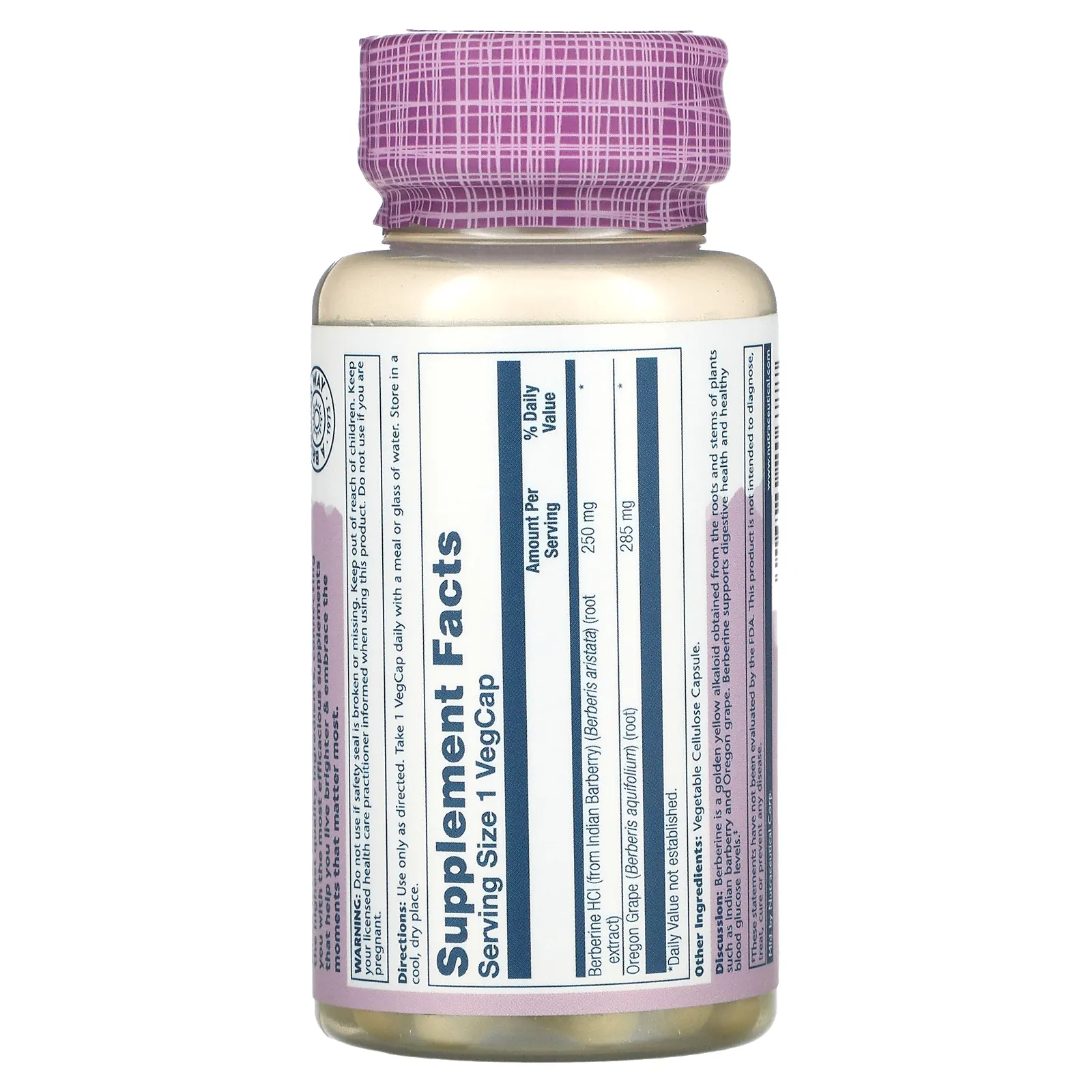 Solaray, Экстракт с берберином, продвинутая формула, 60 вегетарианских капсул