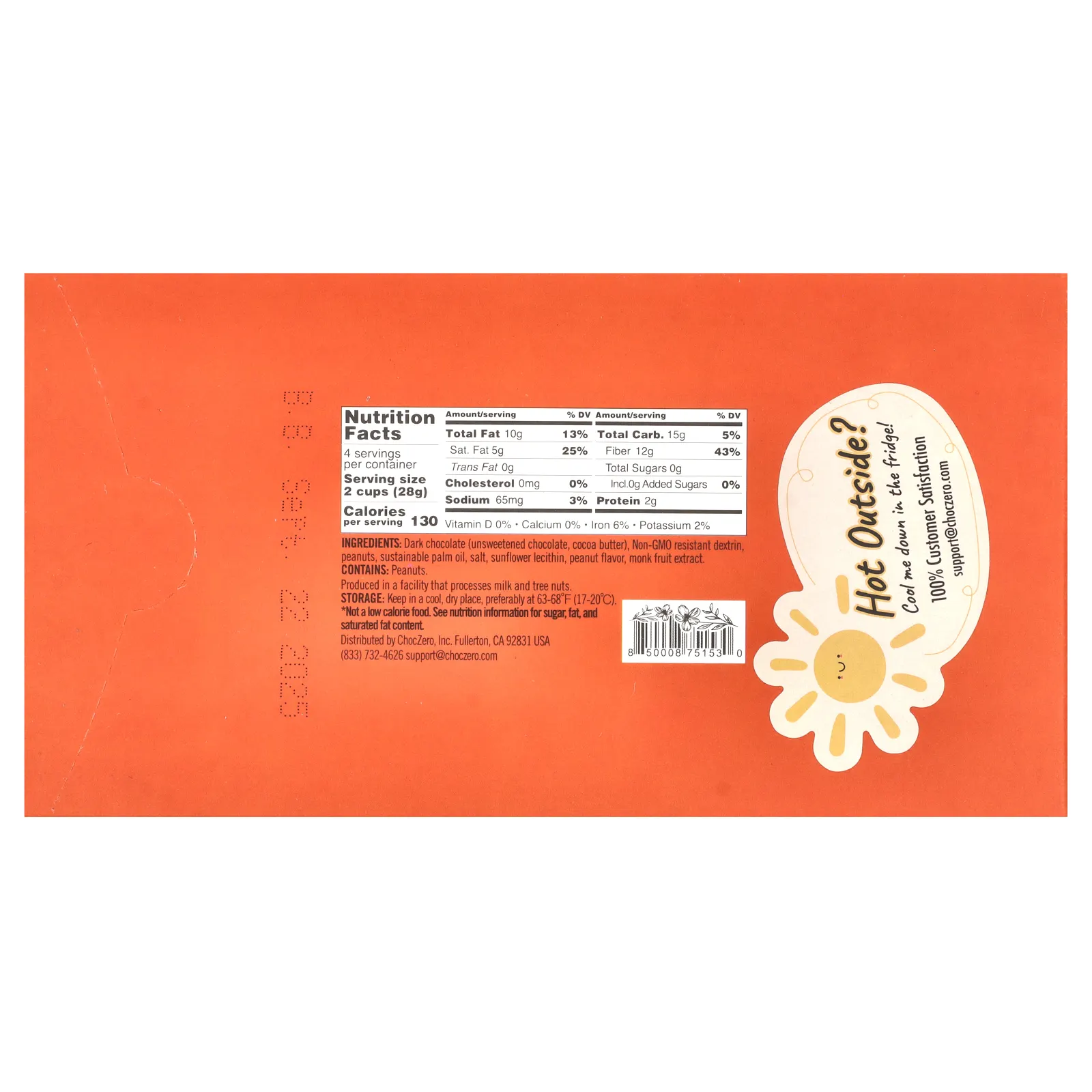 ChocZero, конфеты из темного шоколада с арахисовой пастой, 6 штук, 85 г (3 унции)