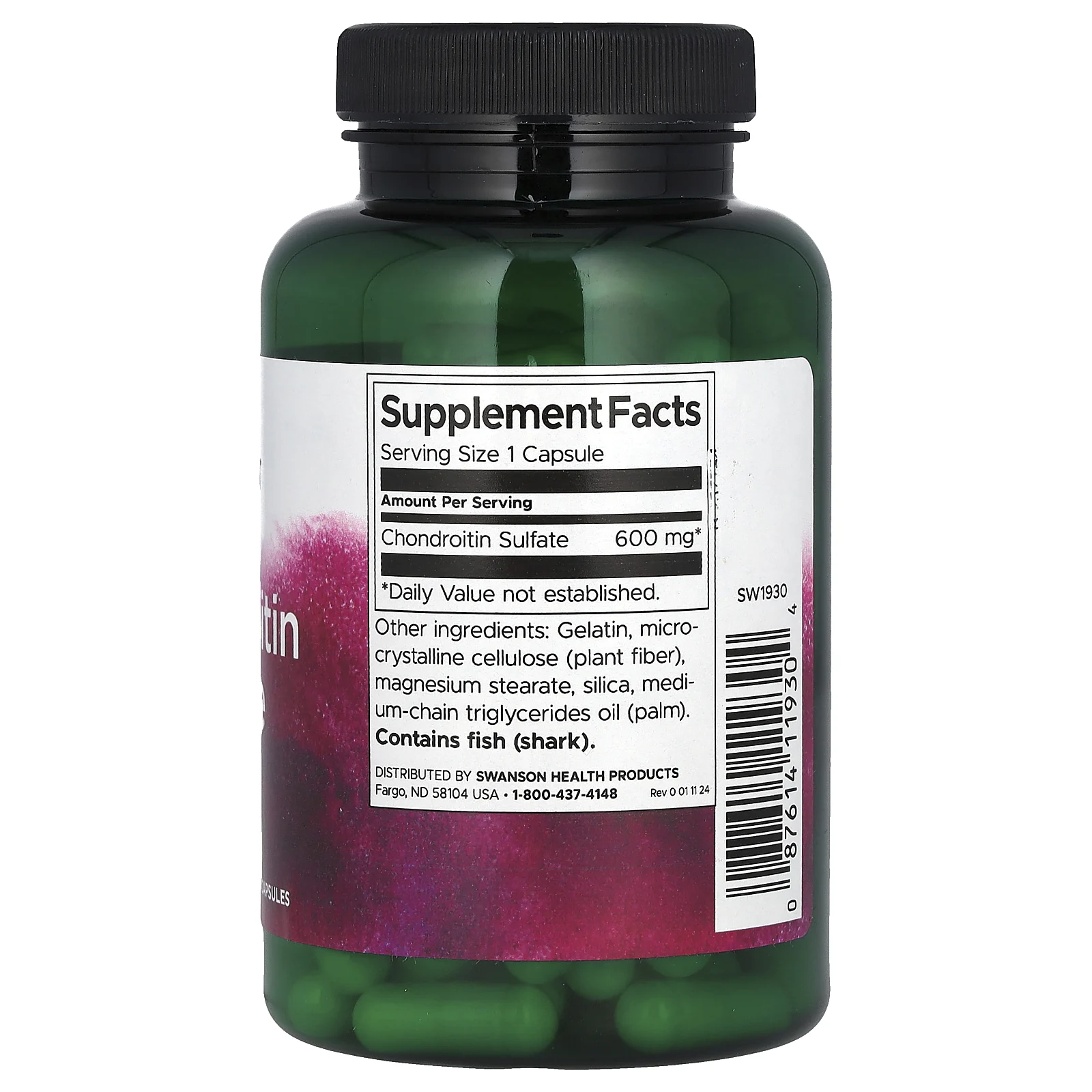 Swanson, Хондроитинсульфат, 600 мг, 120 капсул