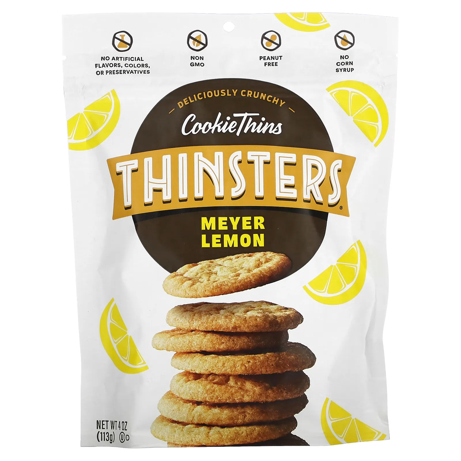 Thinsters, Cookie Thins, печенье, лимон Мейера, 113 г (4 унции)