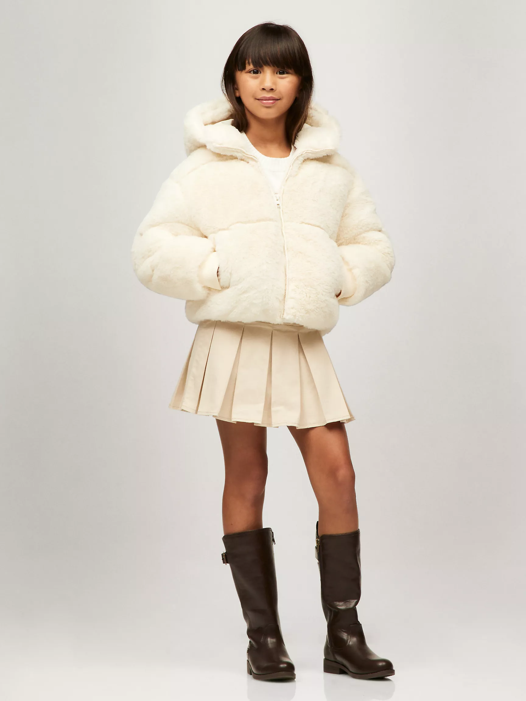 Куртка для девочки Tommy Hilfiger, Детская плюшевая куртка с капюшоном