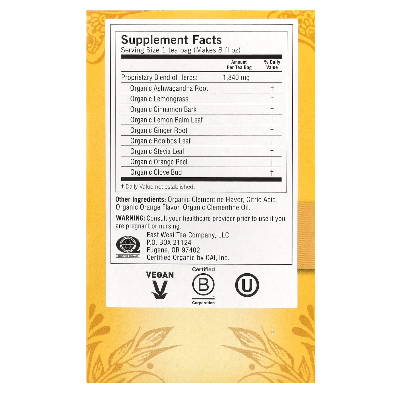 Yogi Tea, поддержка при стрессе, сладкий клементин, без кофеина, 16 чайных пакетиков, 32 г (1,12 унции)