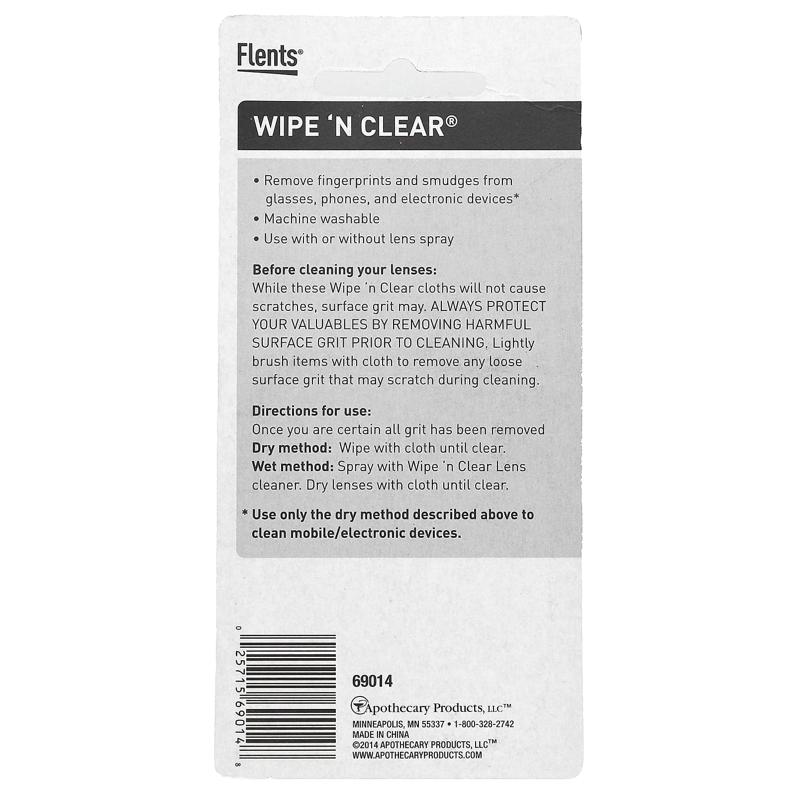 Flents, Wipe 'N Clear, текстурированная салфетка для линз, 1 шт.