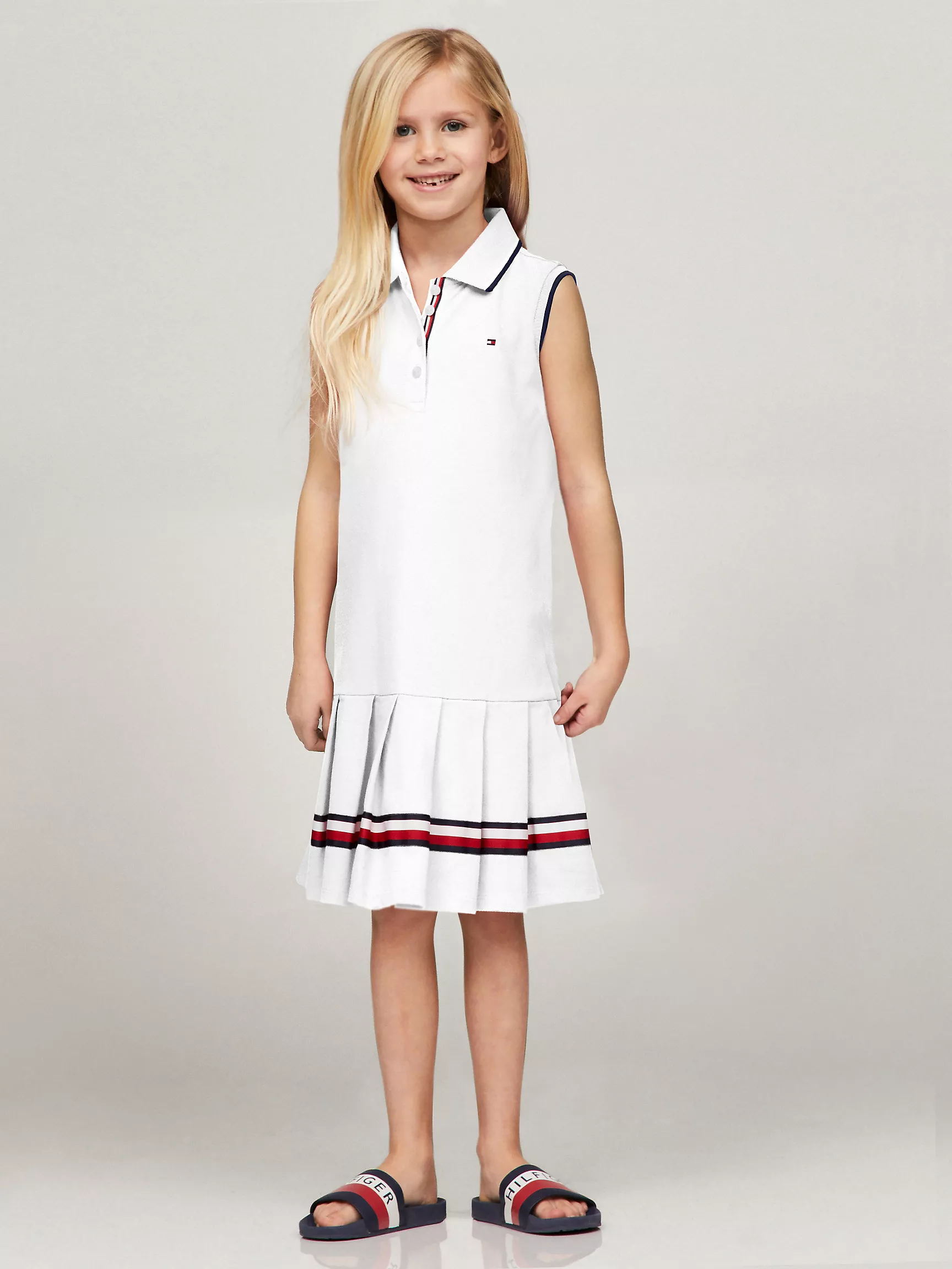 Платье для девочек Tommy Hilfiger, Детское поло-платье без рукавов с плиссировкой