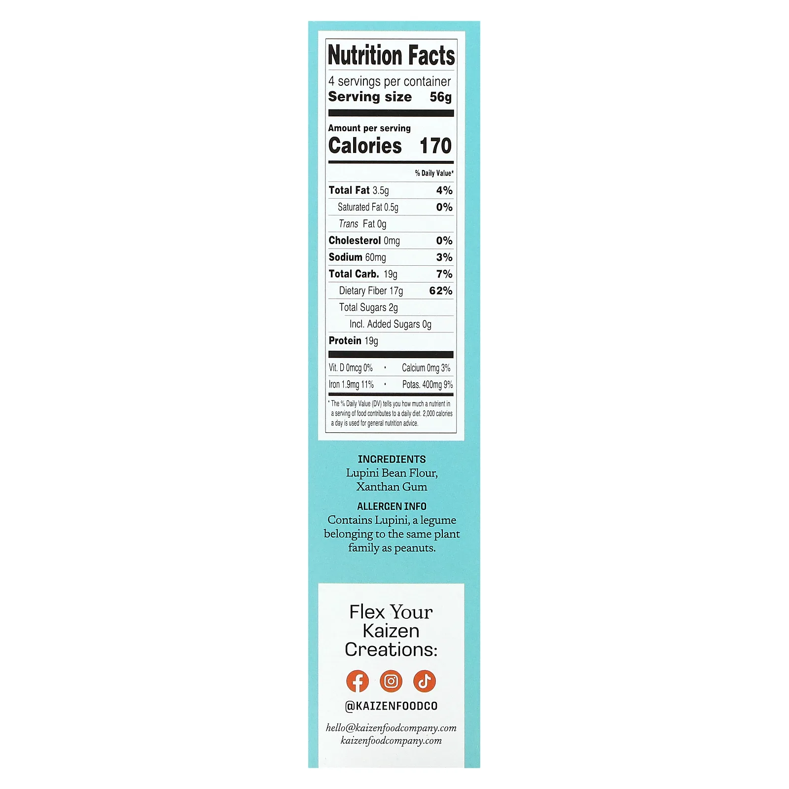 Kaizen, фузилли, без глютена, с высоким содержанием белка и низким содержанием углеводов, растительное, 226 г (8 унций)