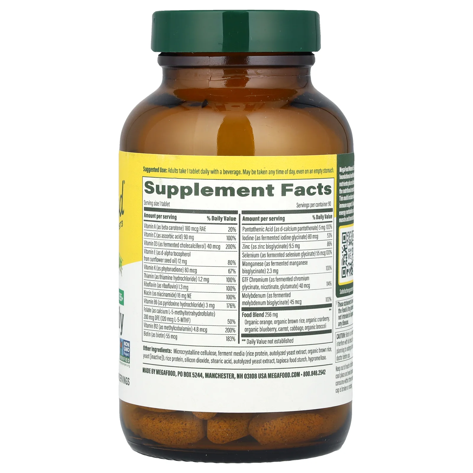 MegaFood, мультивитамины для женщин старше 55 лет, одна мультивитаминная добавка, 90 таблеток