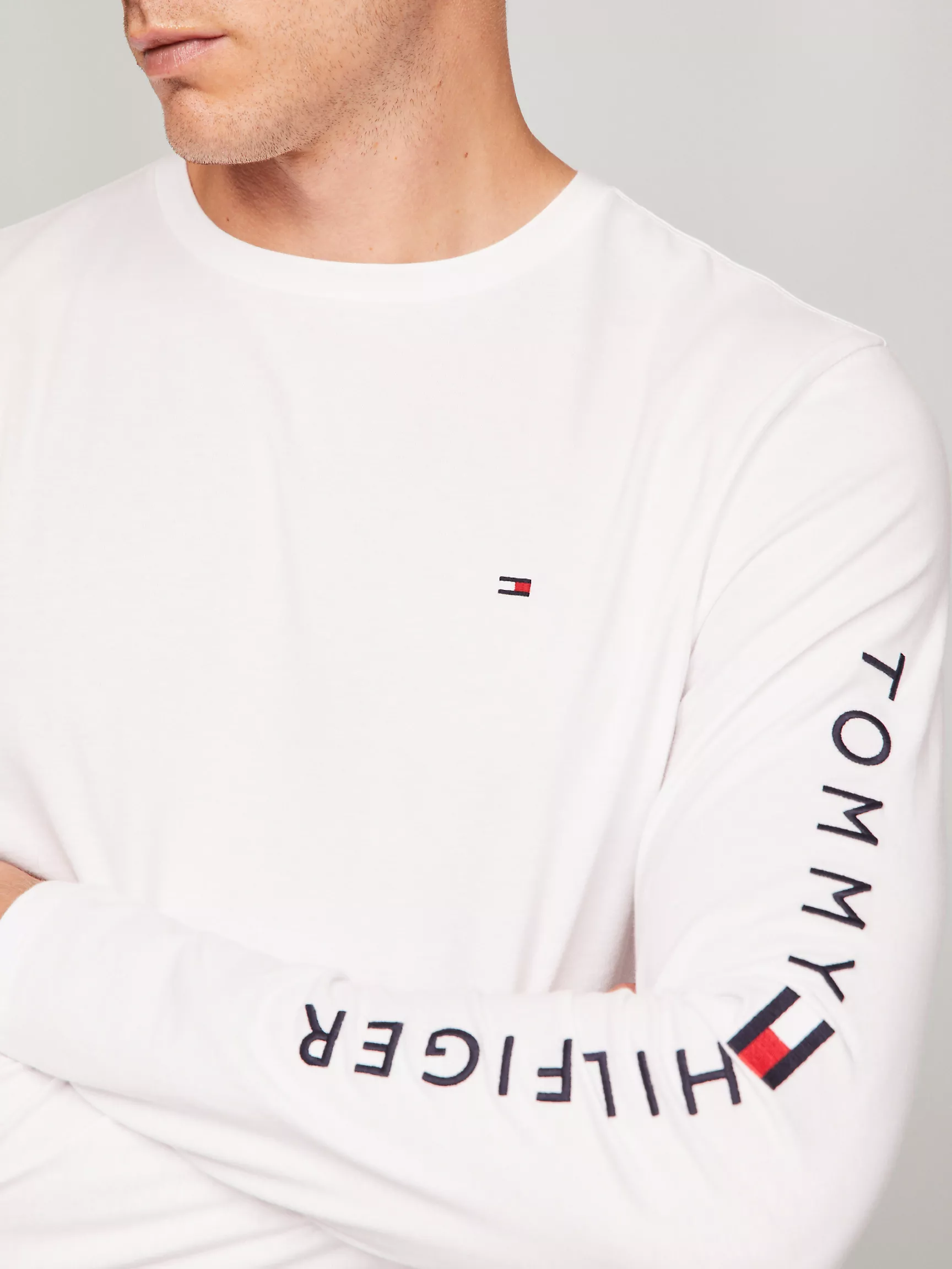 Мужская футболка Tommy Hilfiger, Футболка с длинным рукавом и логотипом Tommy